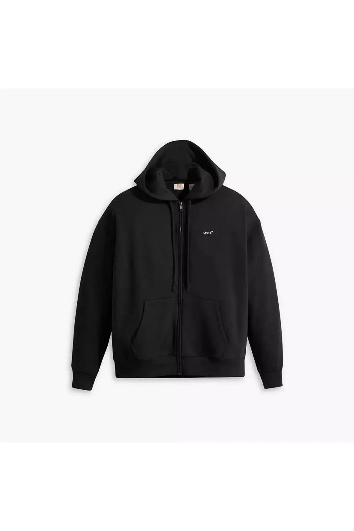 Levi's Kadın Fermuarlı Kapüşonlu Siyah Sweatshirt - 001U1-0000 - Levi's - 001U1-0000