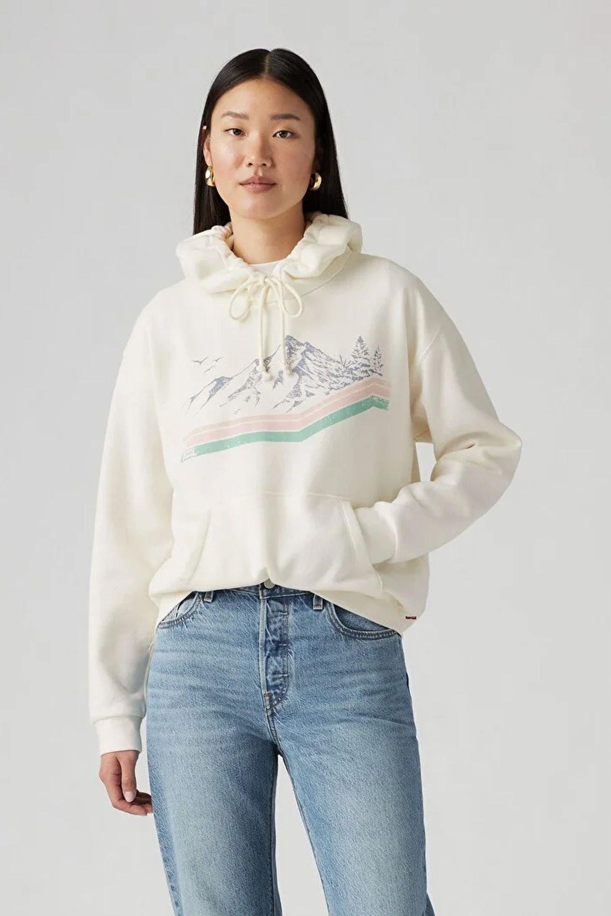 Levi's Kadın Kapüşonlu Mountain Cepli Hoodie Sweatshirt - 001u6-0000 - Levi's - 001U6-0000