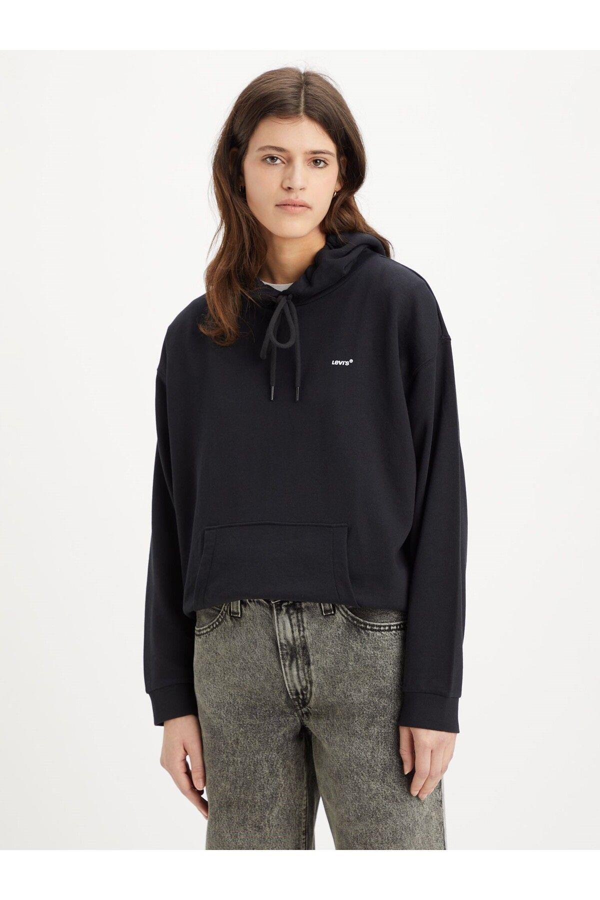 Levi's Kadın Kapüşonlu Siyah Sweatshirt - 001TZ-0000 - Levi's - 001TZ-0000