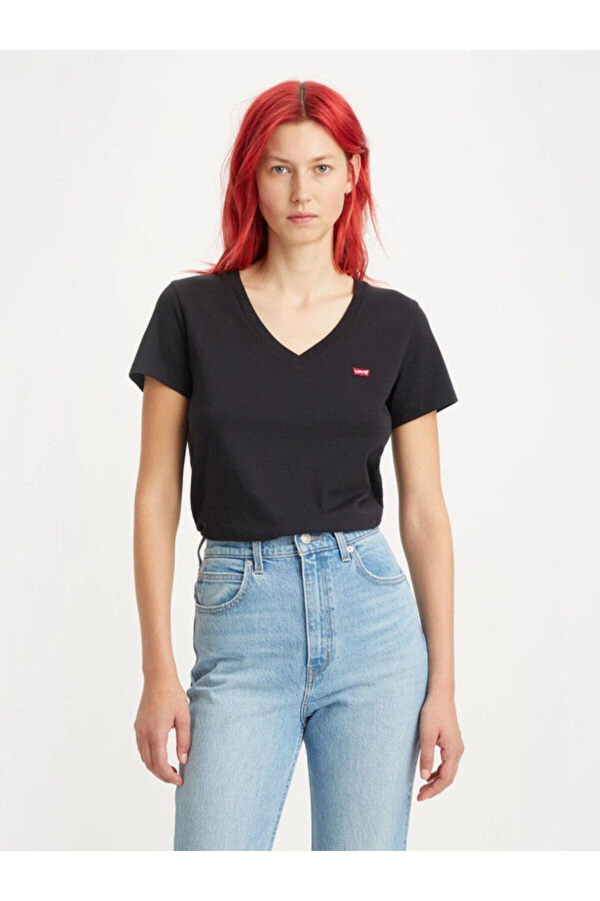 Levi's Kadın Perfect V Yaka Basic Siyah T-Shirt - A3170-0025 - Levi's - A3170-0025