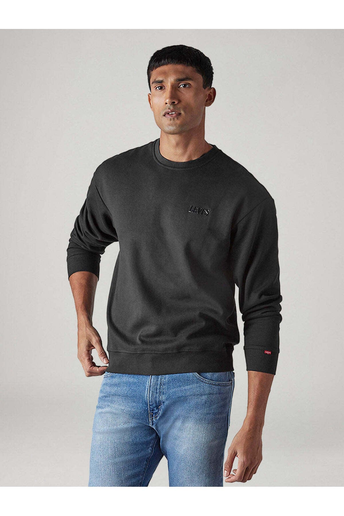 Levi's Relaxed Erkek Bisiklet Yaka Logolu Siyah Sweatshirt - A8398-0098 - Levi's - A8398-0098