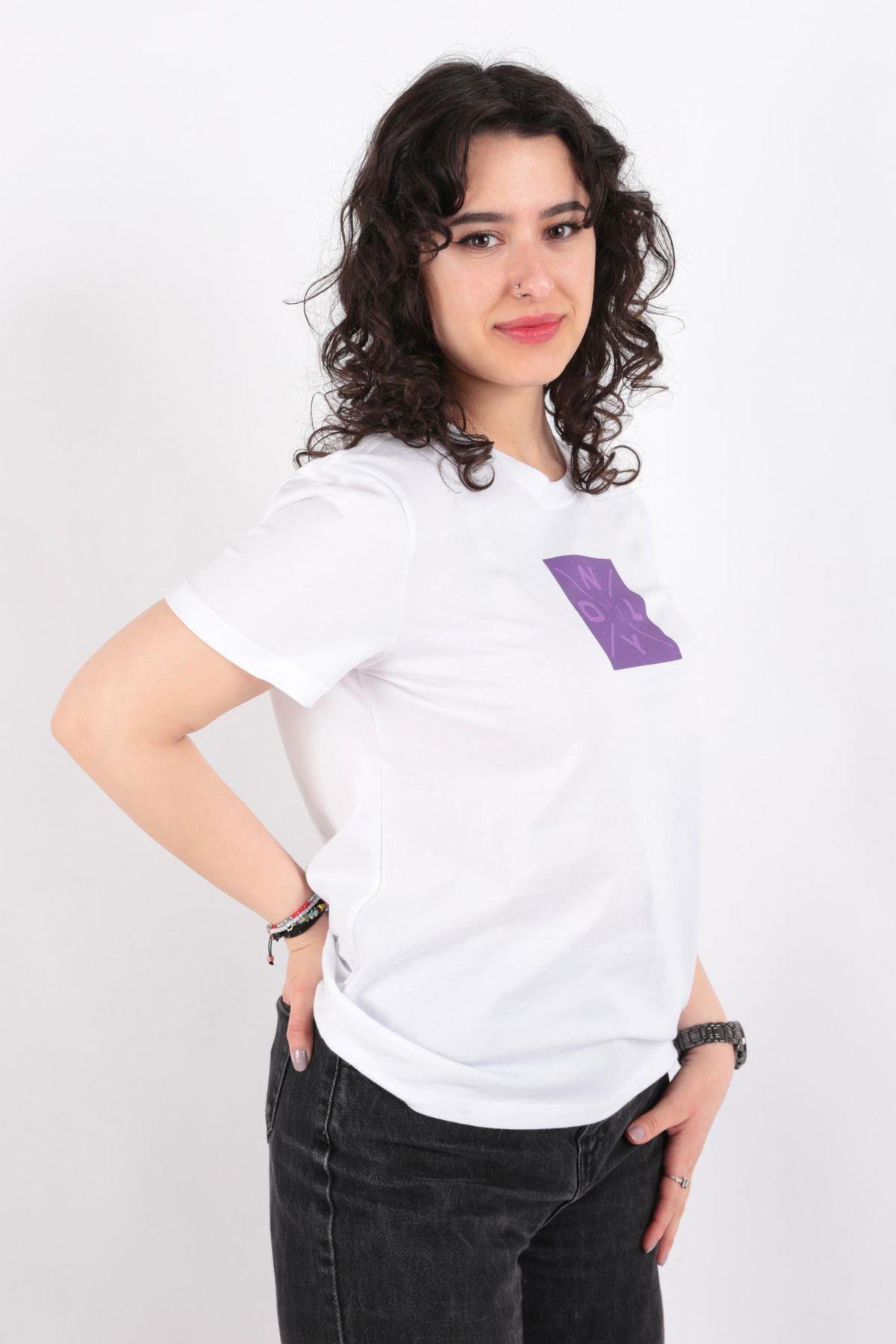 Only Beyaz Onllotta Tee Baskılı Kadın T-shirt - 15339251 · 15
