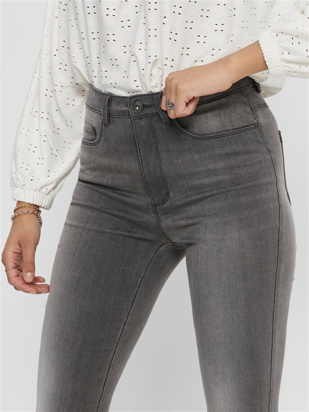 ONLY Gri Kot Pantolon Jeans ONLROYAL HIGH SKINNY FIT - 15159647