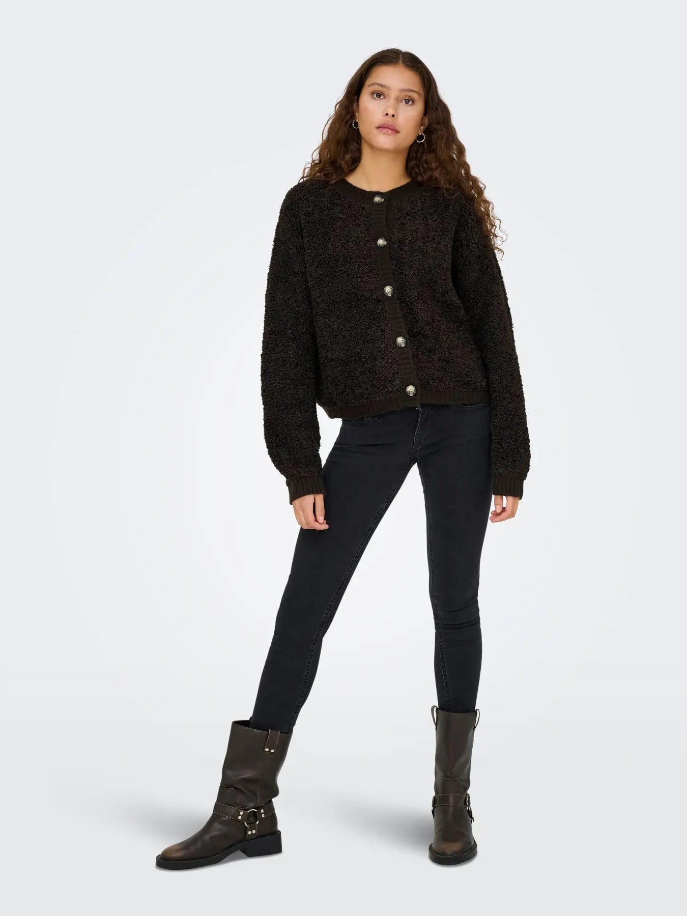 Only Jdy Kadın Jdyeıra Düğmeli Peluş Kahverengi Hırka - 15337012 - Only - 15337012
