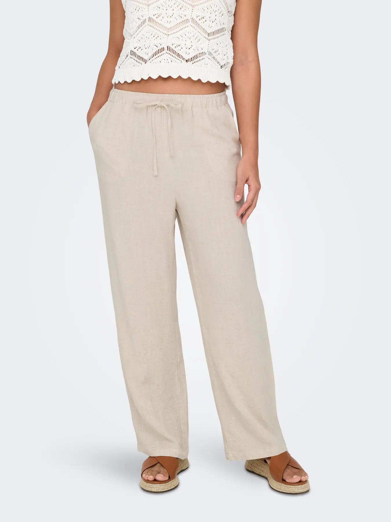 Only Kadın Belden Bağlamalı Bej Pantolon - 15322263 - Only - 15322263