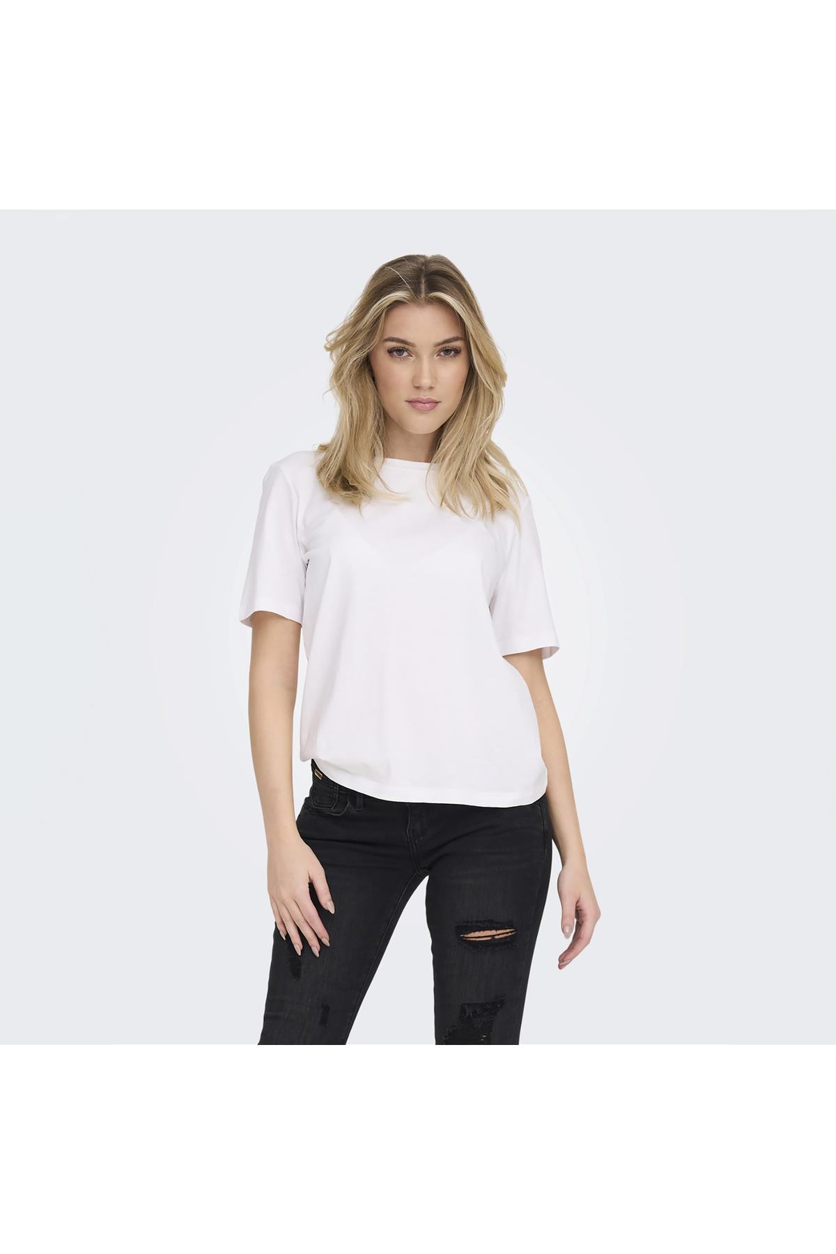 Only Kadın Bisiklet Yaka Beyaz T-Shirt - 15270390 - Only - TYC00734834774