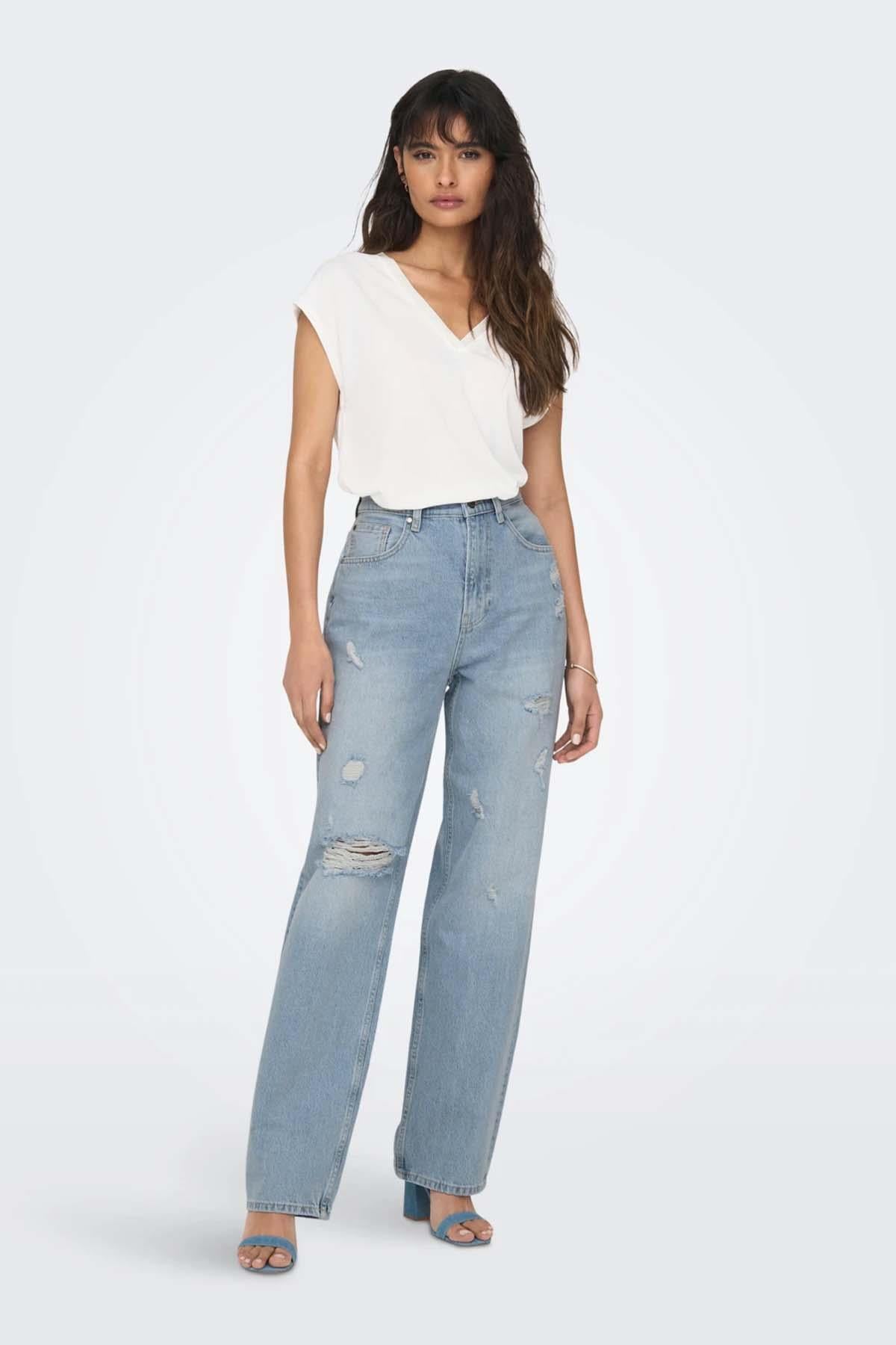 Only Kadın Düz Kalıp Jean Yırtık Kot Pantolon - 15282727 · 33