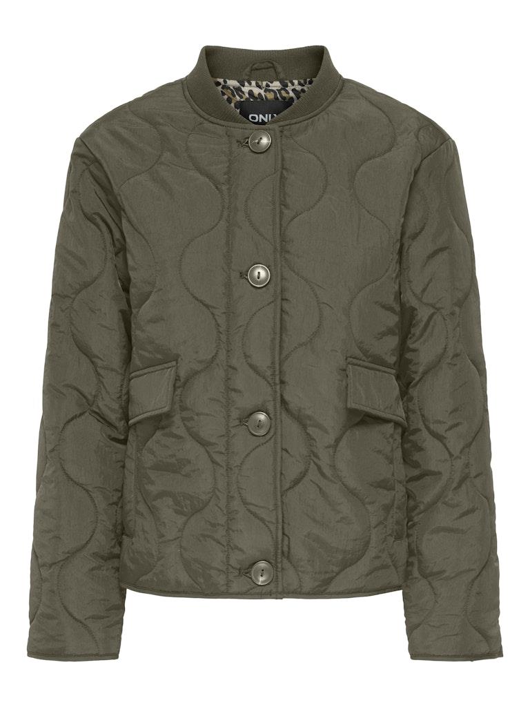 Only Kadın İçi Leopar Astarlı Haki Kapitone Ceket - 15357514 - Only - 15357514-H
