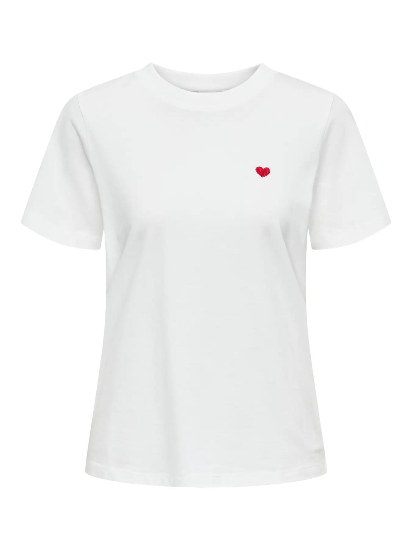 Only Kadın JDY Bisiklet Yaka Kalp Logolu Beyaz T-Shirt - 15298612 - JDY - 15298612-2