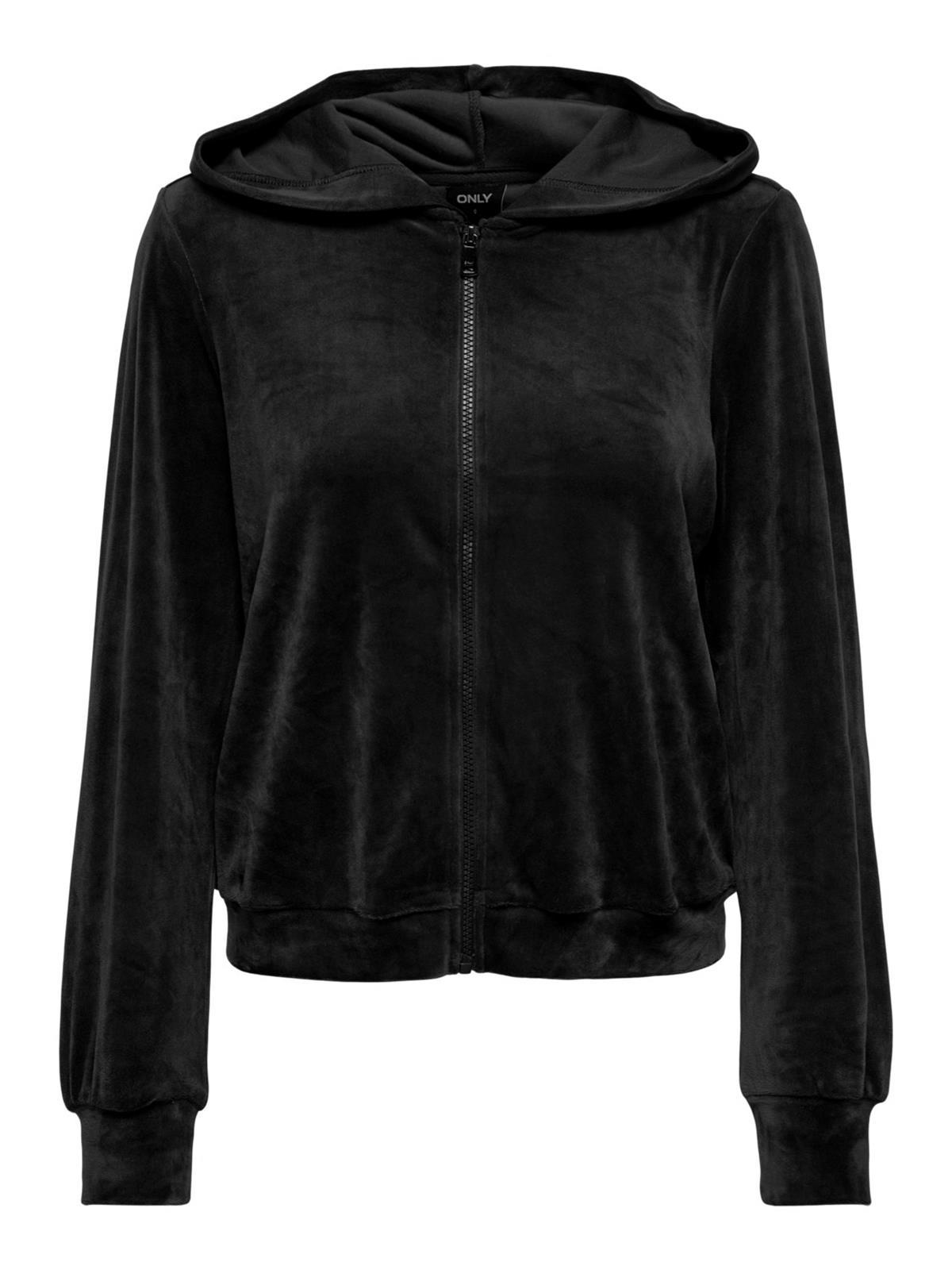 Only Kadın Fermuarlı Kadife Kapüşonlu Sweatshirt - 15299670