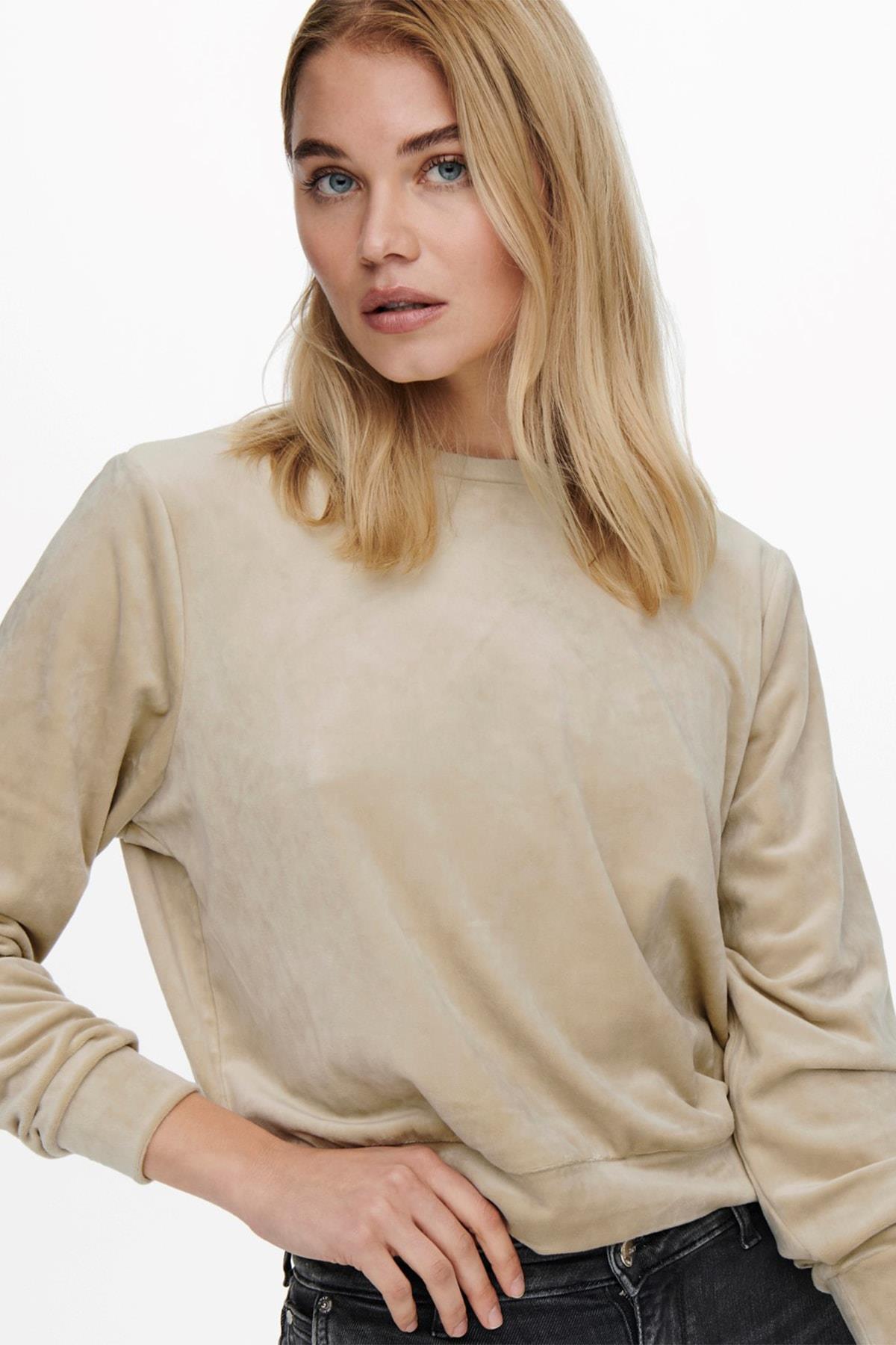 Only Kadın Kadife Sweatshirt Kazak Velvet O-neck - 15254741 · 30