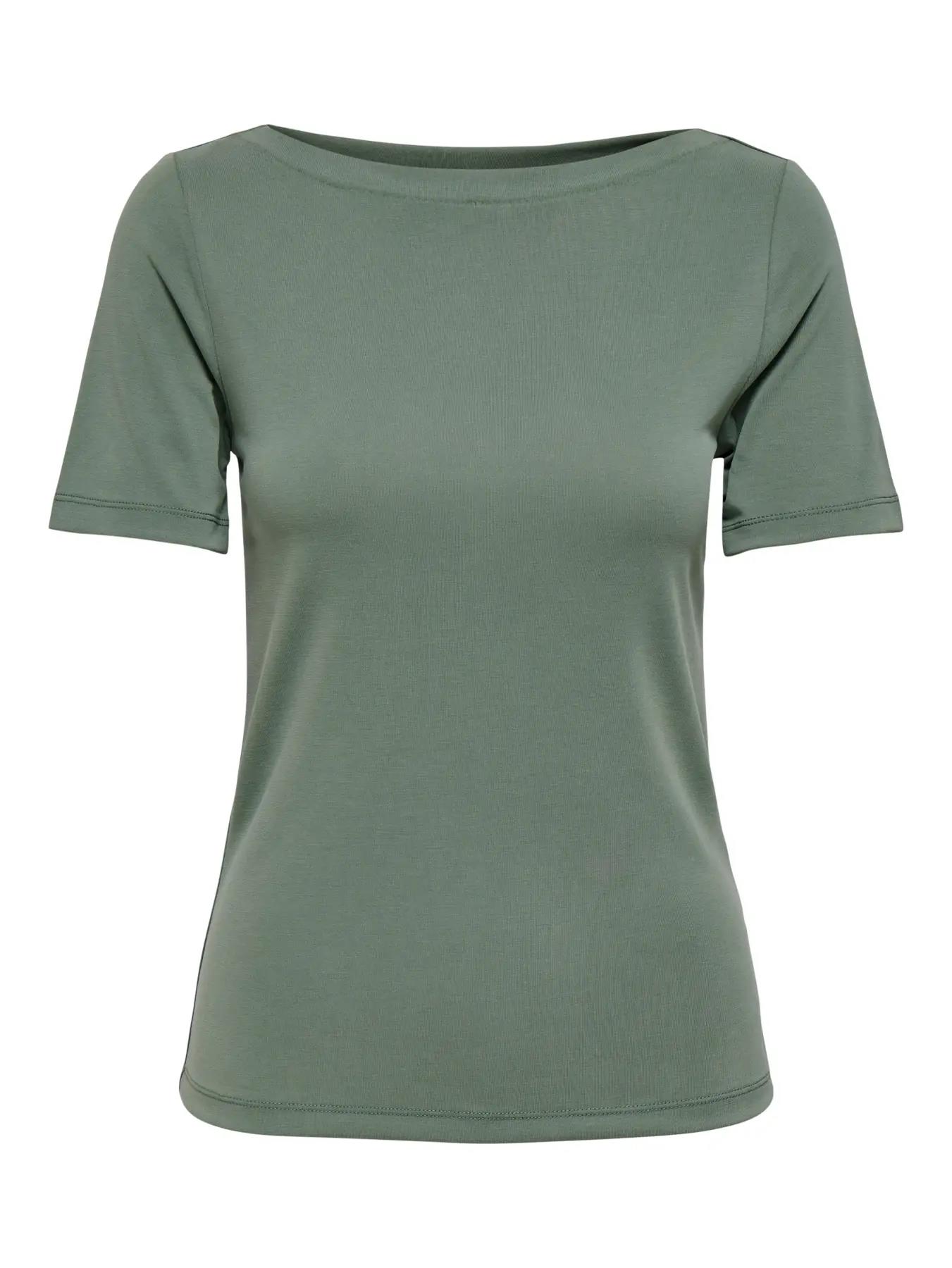 Only Kadın Kayık Yaka Yeşil T-Shirt - 15367559 - Only - 15367559