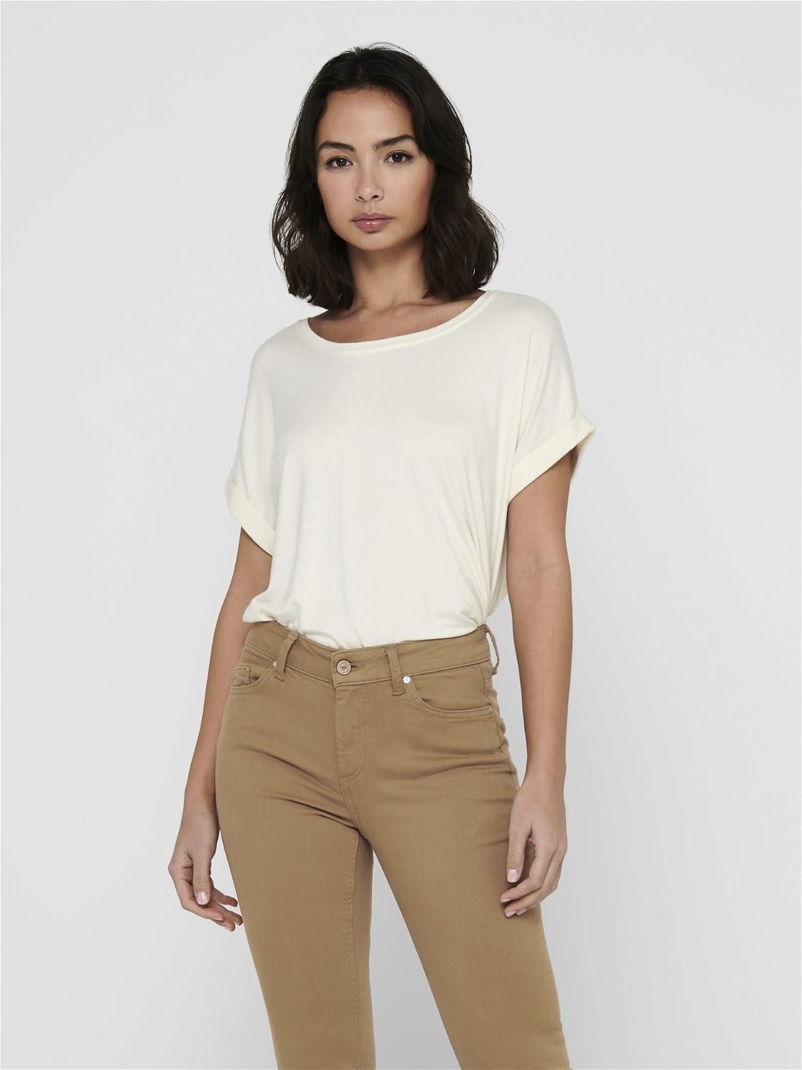 Only Kadın Kısa Kollu Bisiklet Yaka T-Shirt - 15106662 - Only - 15106662-B