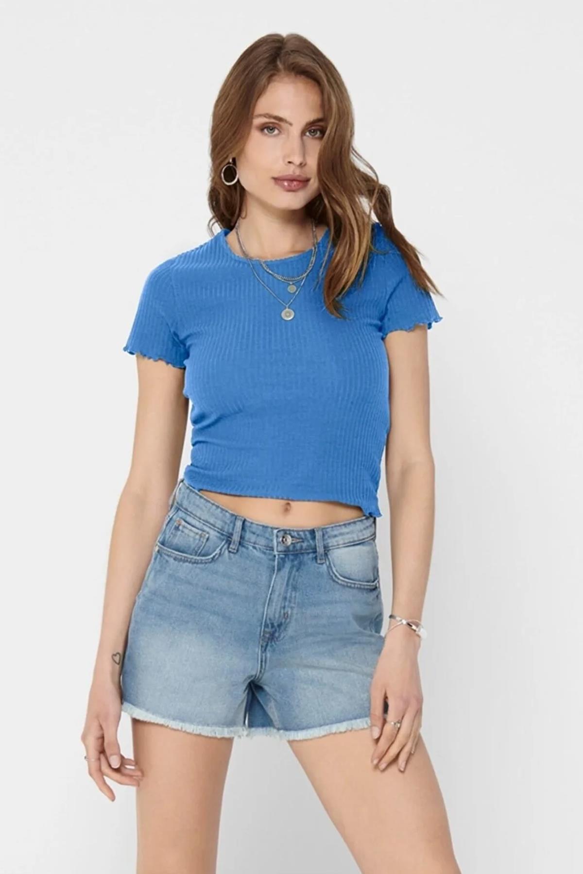Only Kadın Kısa Kollu Fırfırlı Crop T-Shirt - 15201206 ONLEMMA · 10