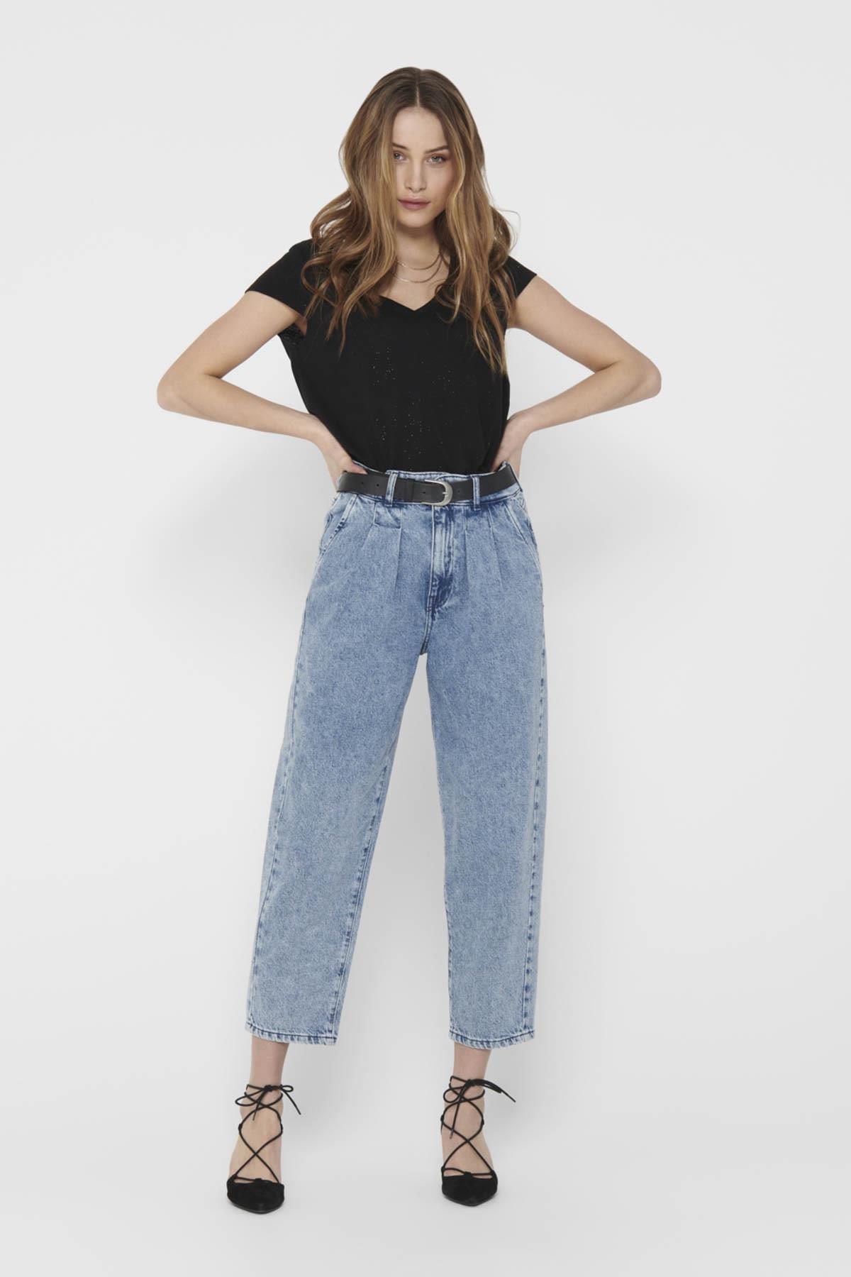 Only Kadın Mavi Açık Mavi Pili Detaylı Havuç Pantolon Carrot Jean 15200166 · 56