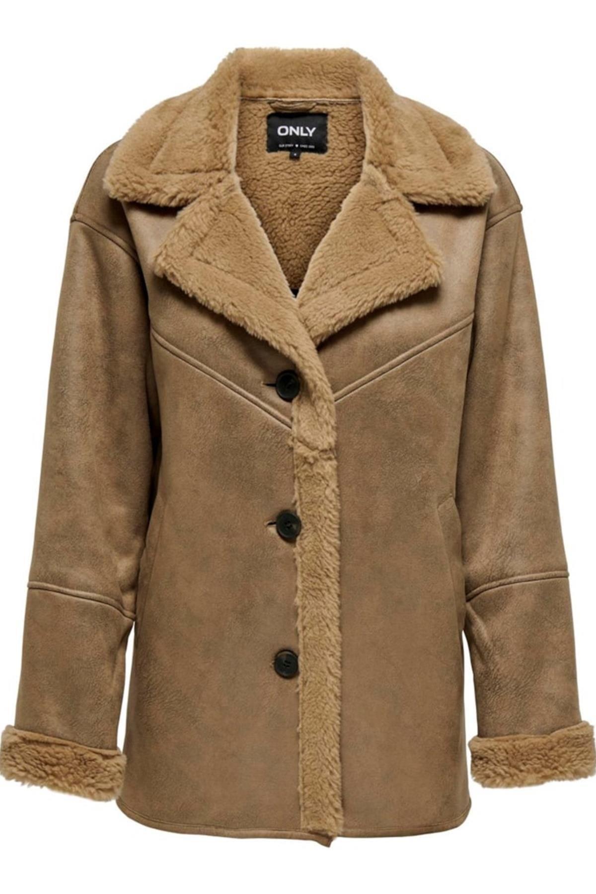 Only Kadın Onlylva Coat Taba Kürklü Mont - 15322037 - Only - 15322037