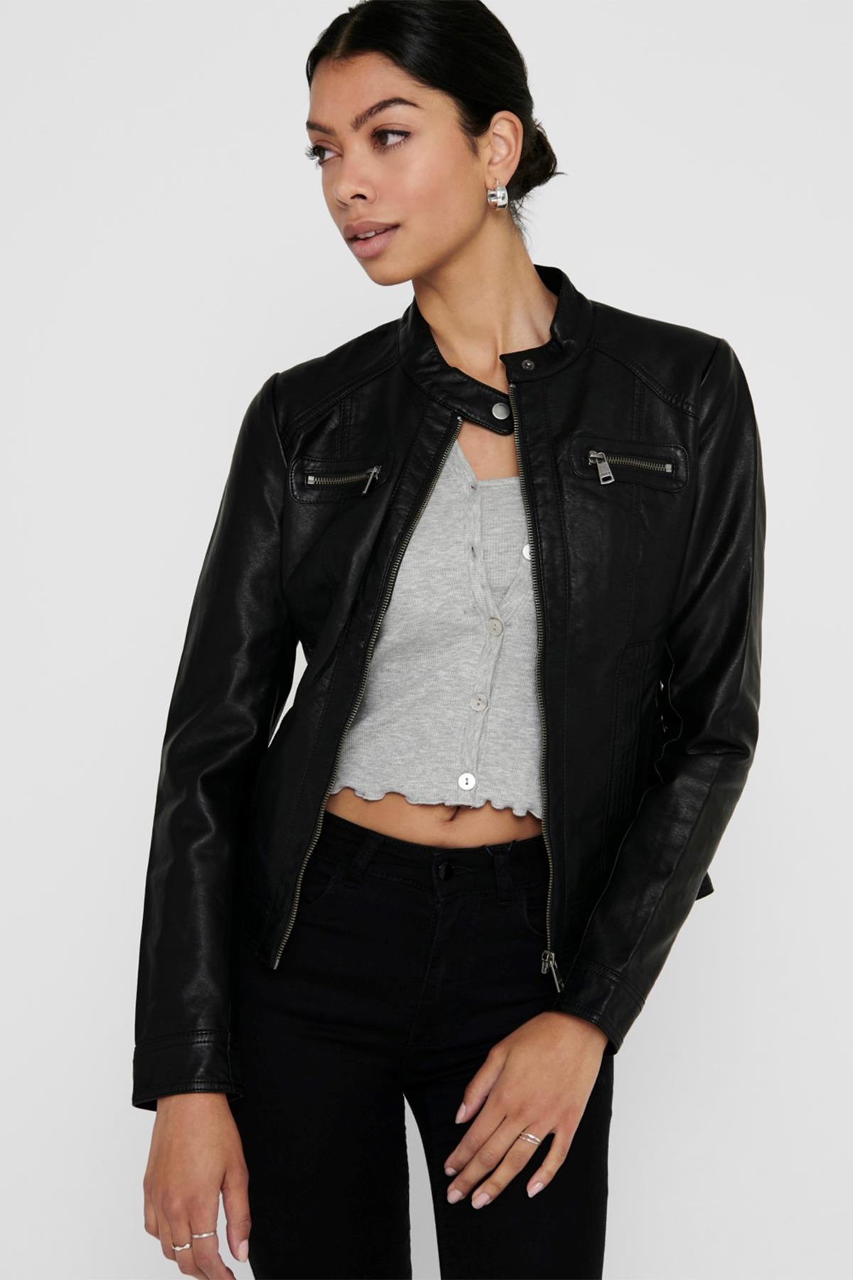Only Kadın Siyah Deri Ceket Onlbandit Faux Leather Biker 15081400-BLK · 9