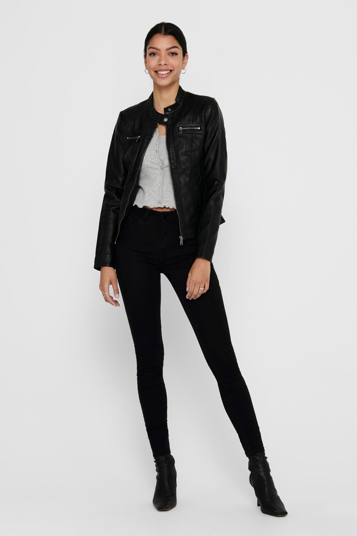Only Kadın Siyah Deri Ceket Onlbandit Faux Leather Biker 15081400-BLK · 18