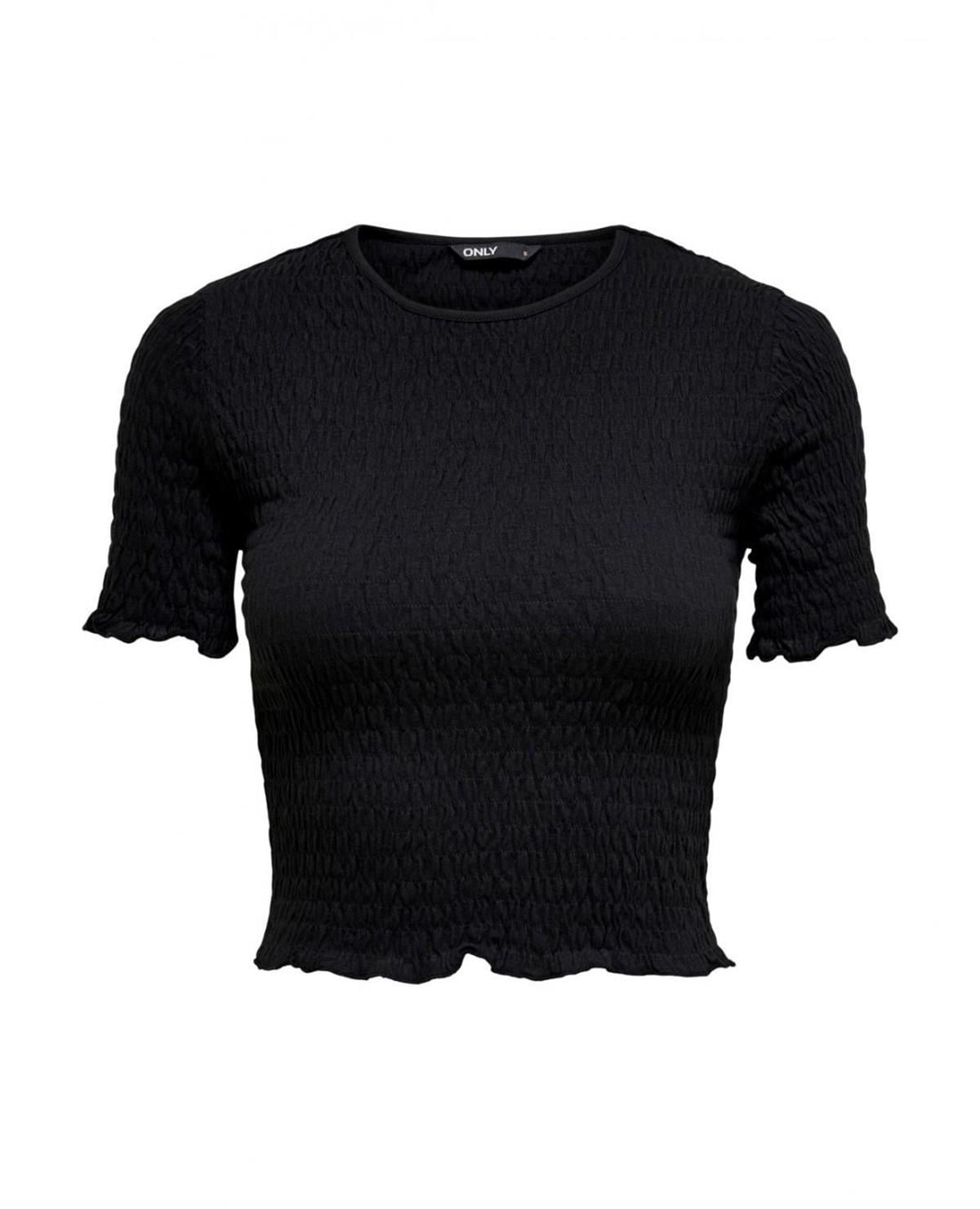 ONLY Kadın Siyah T-shirt Crop Top Smock Top Brooklyn - 15254883 - Only - 15254883
