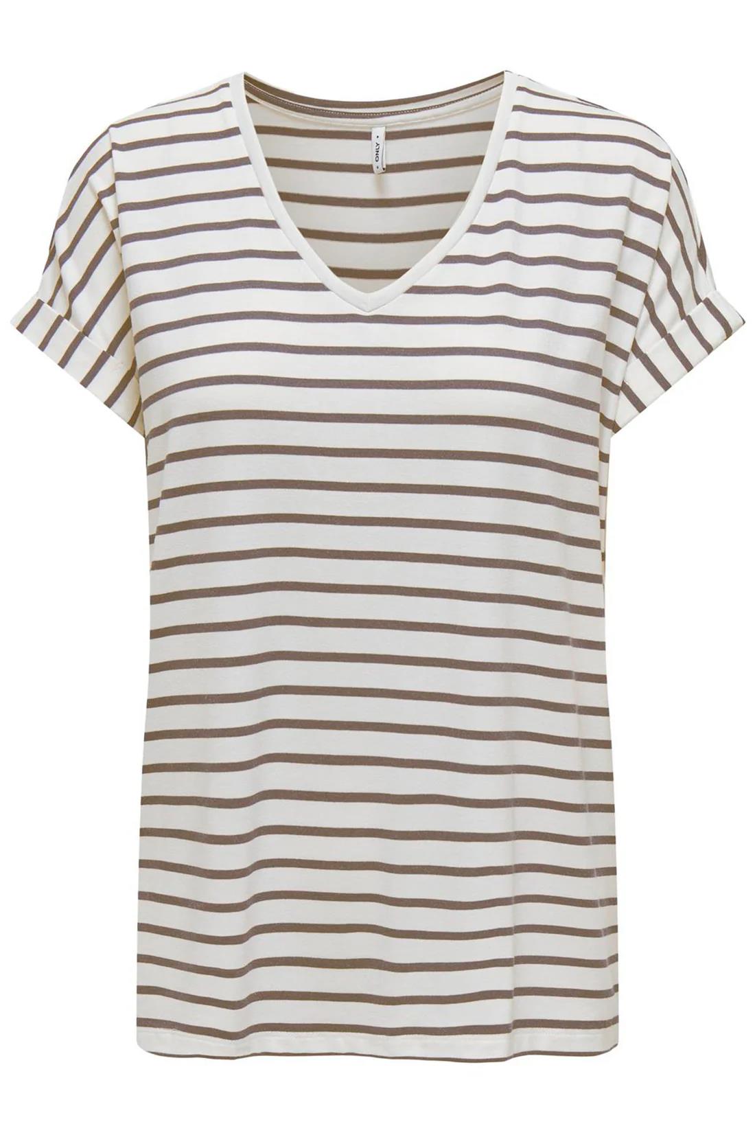 Only Kadın V Yaka Çizgili T-shirt - 15319825 · 5