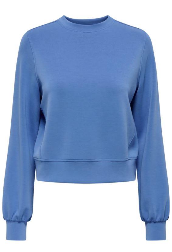 Only Kadın Yuvarlak Yaka Mavi Sweatshirt - 15369155 - Only - 15369155