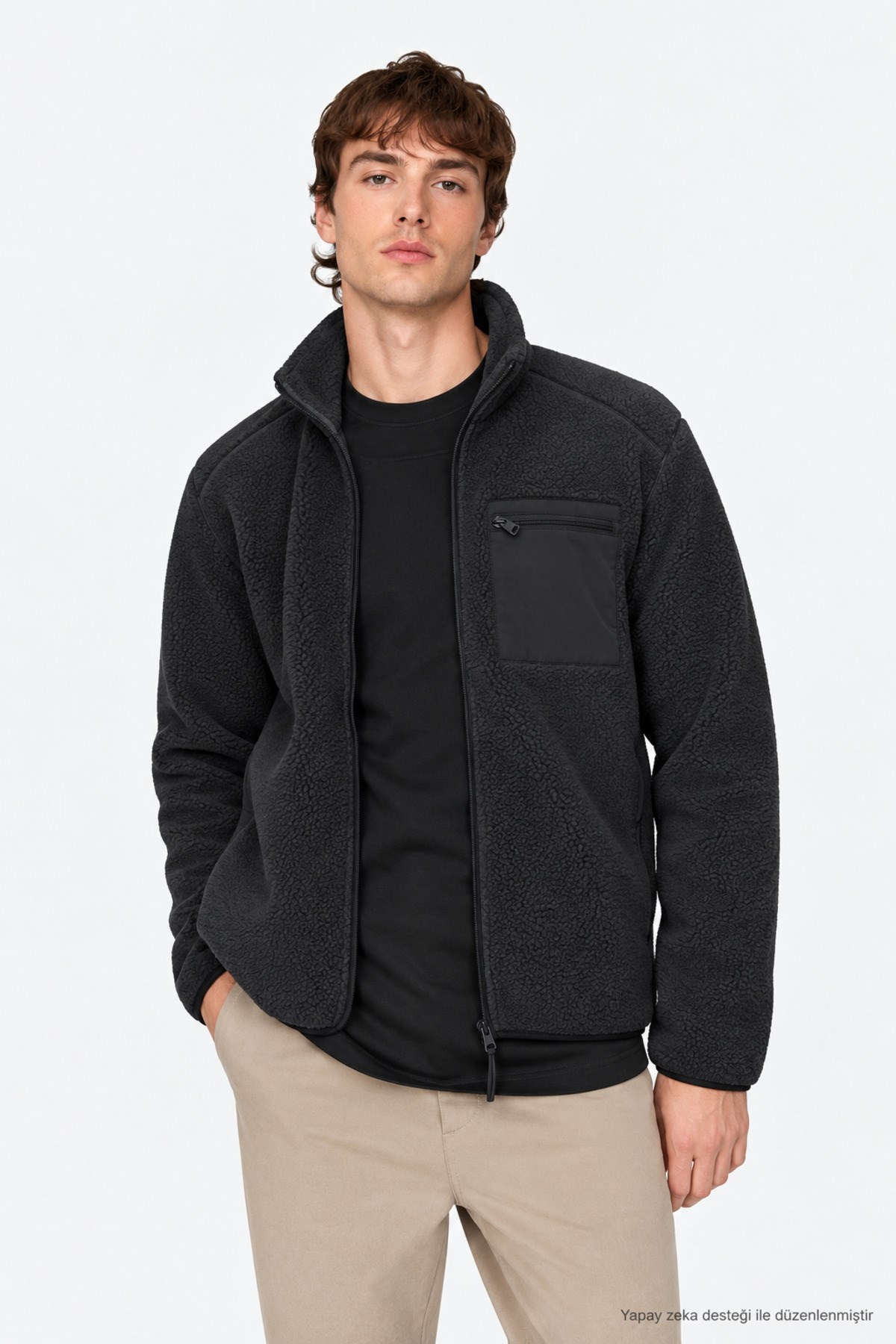 Only & Sons Erkek Onsdallas Sherpa Jacket Peluş Siyah Ceket-22025599 - Only & Sons - 22025599-S