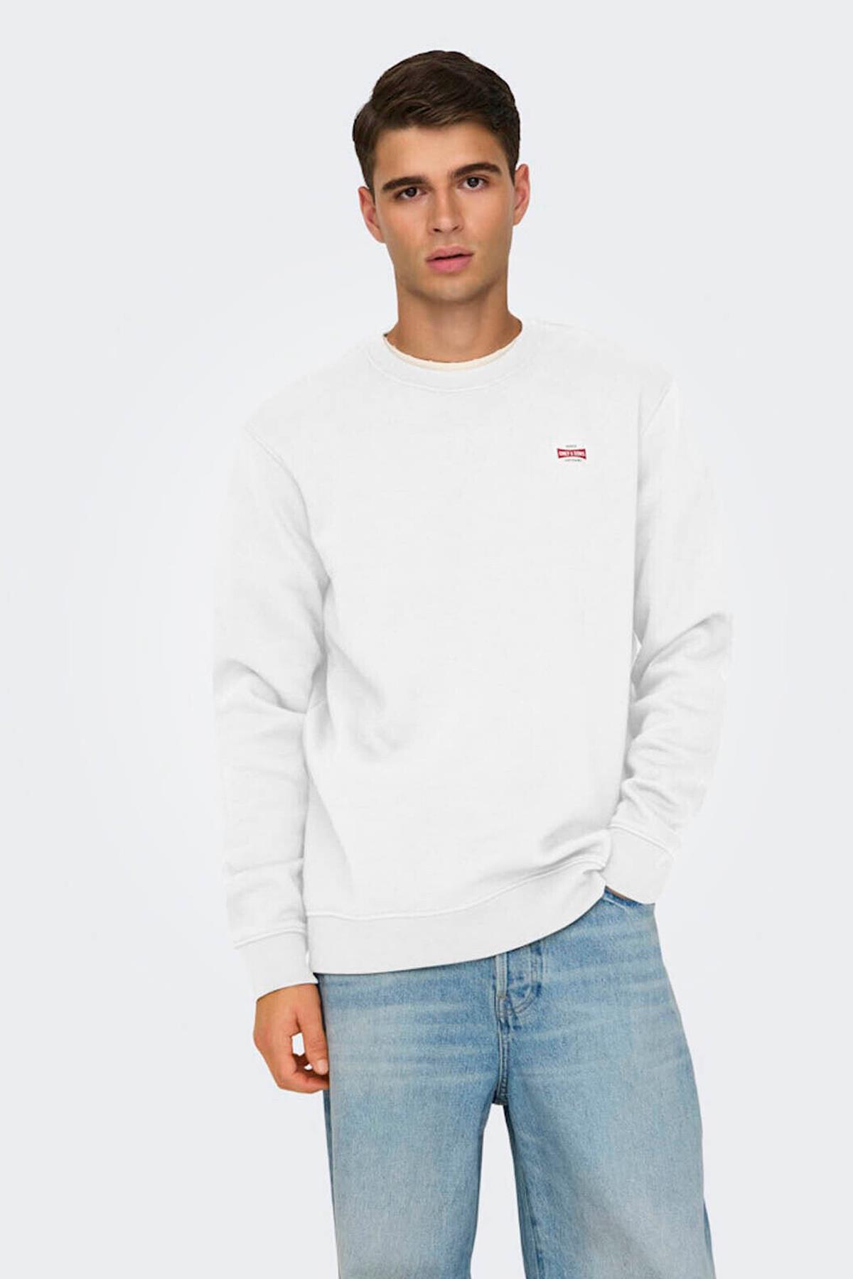 Only & Sons Erkek Onsdawson Beyaz Sweatshirt - 22033193 - Only & Sons - 2-22033193