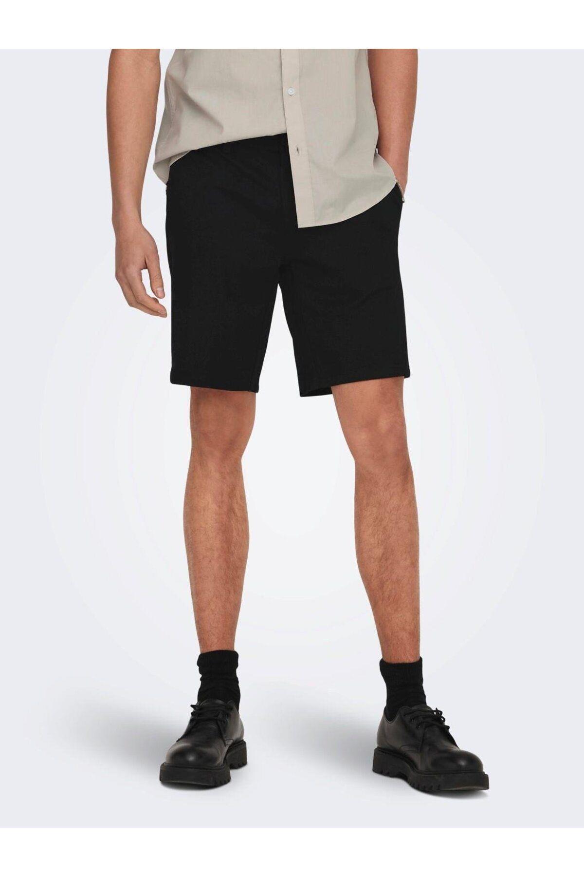 Only & Sons Erkek Onsmark Düğmeli Günlük Düz Şort - 22018667 - Only & Sons - muk-22018667