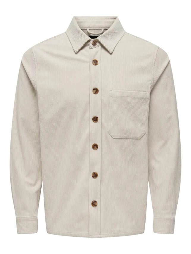 Only & Sons Erkek Onstıle Kadife Bej Gömlek - 22027422 - Only & Sons - 22027422