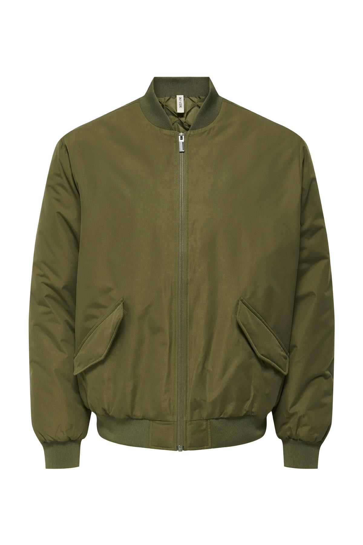 Only & Sons Erkek Russel Padded Bomber Haki Ceket - 22034701 - Only & Sons - 22034701-1