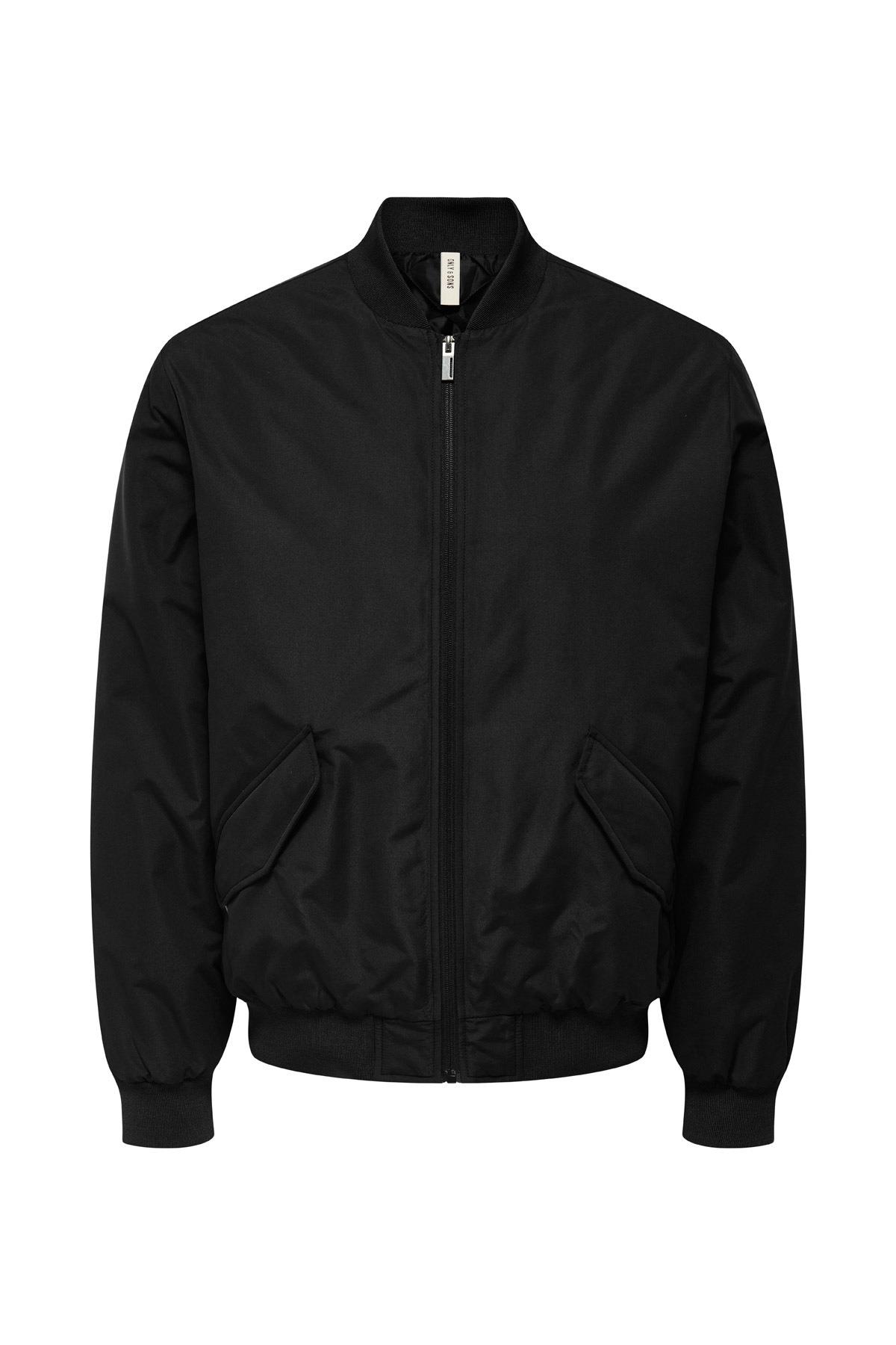 Only & Sons Erkek Russel Padded Siyah Bomber Ceket - 22034701 - Only & Sons - 22034701-2