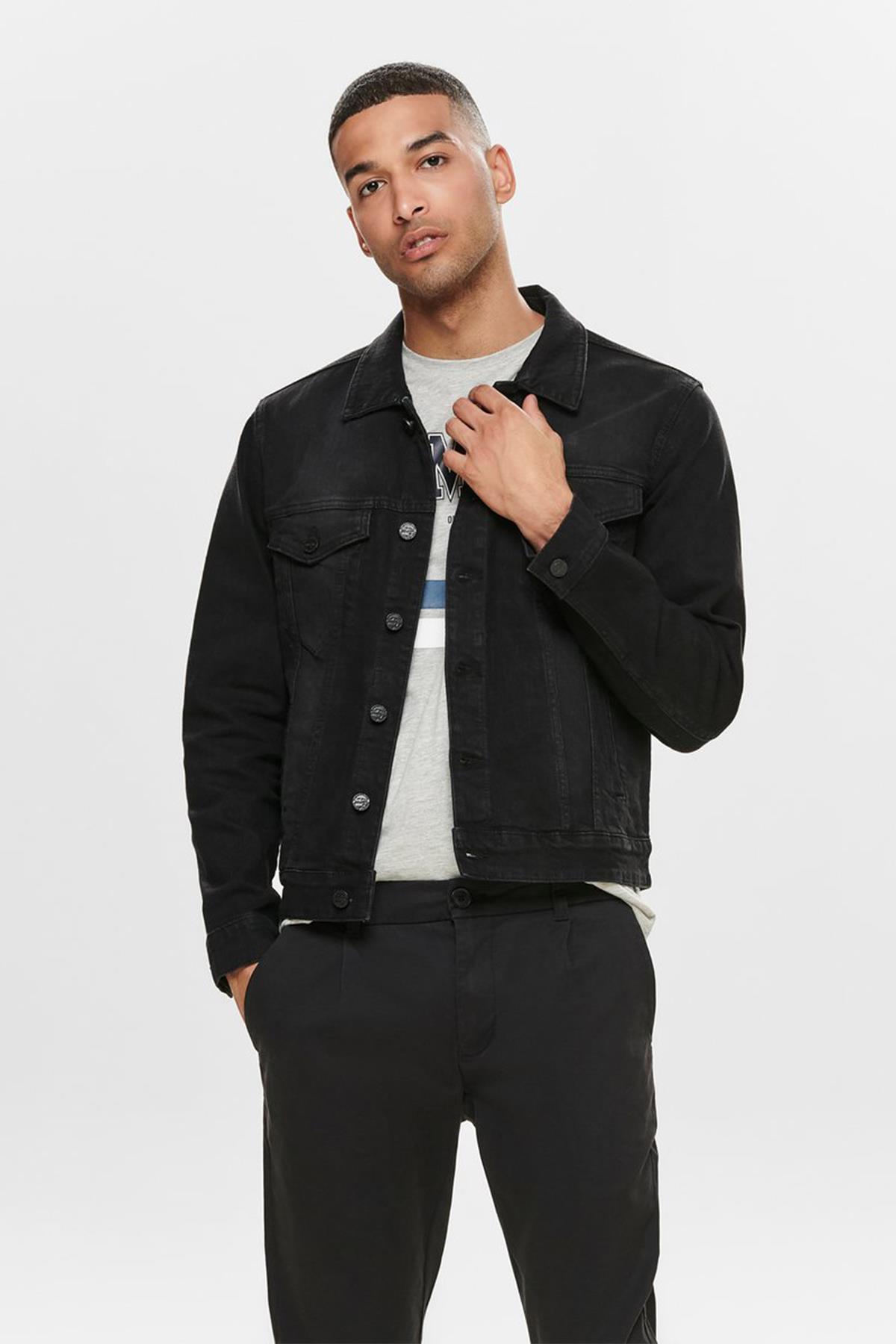 Only & Sons Erkek Siyah Kot Ceket Jacket Black 22010453 · 5