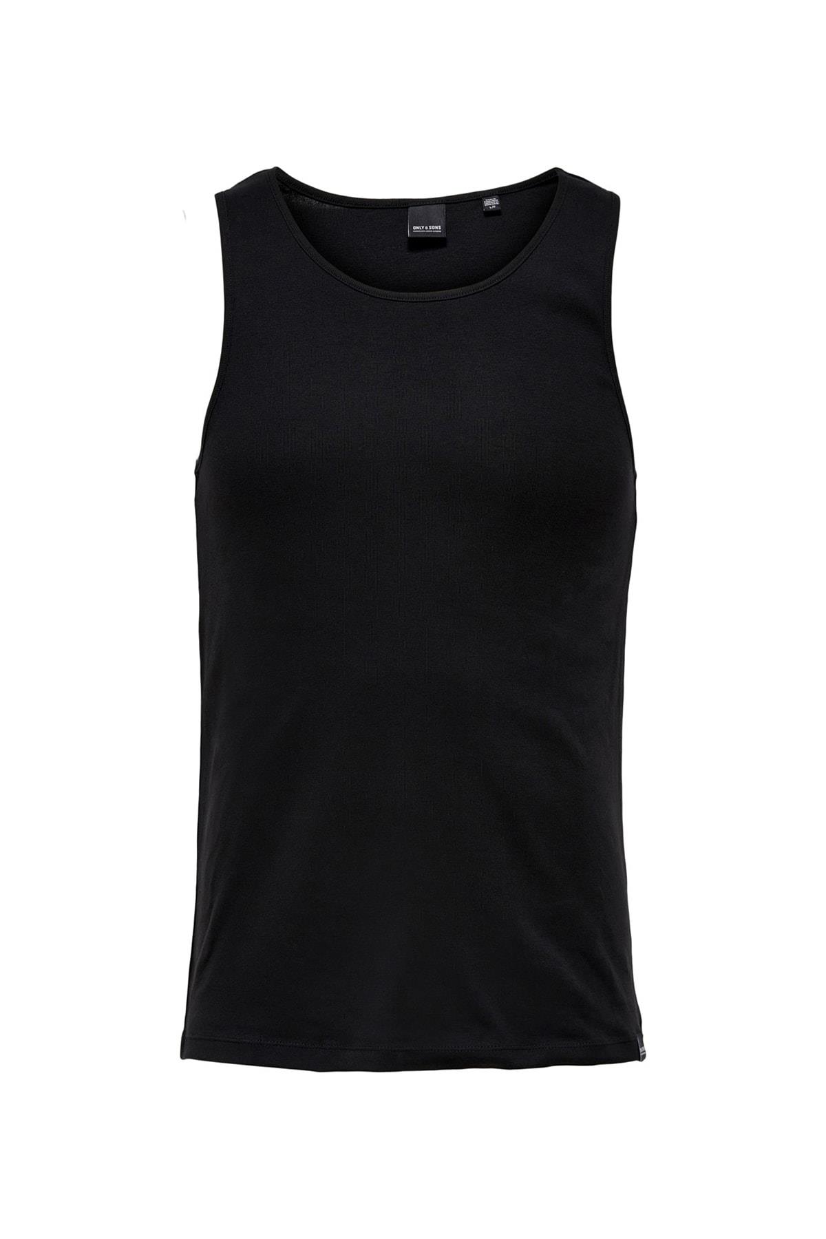 Only & Sons Erkek Slim Düz Fit Siyah Atlet Tank Top - 22022666 - Only & Sons - 22022666