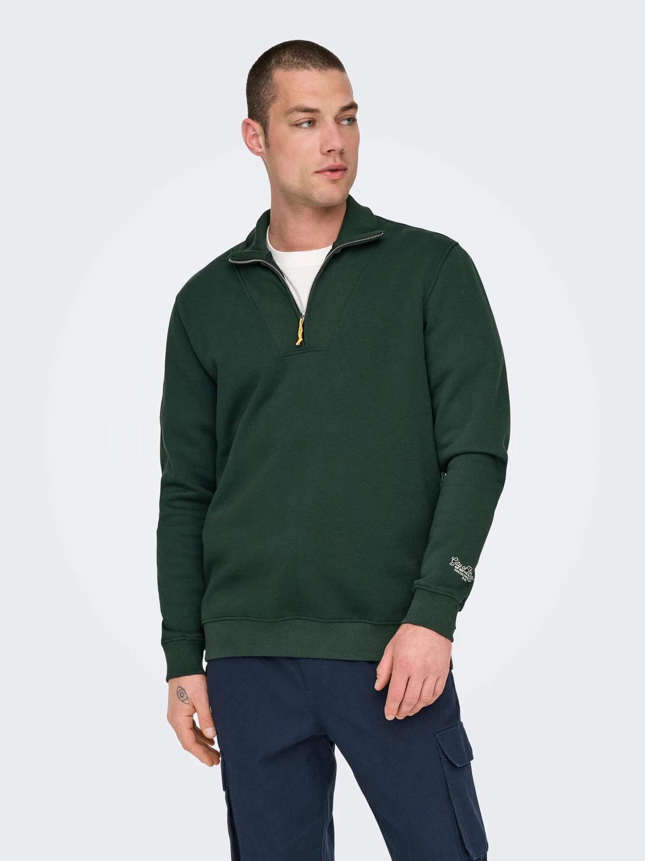 Only & Sons Erkek Yarım Fermuarlı Dik Yaka Sweatshirt - 22030160 - Only & Sons - 22030160