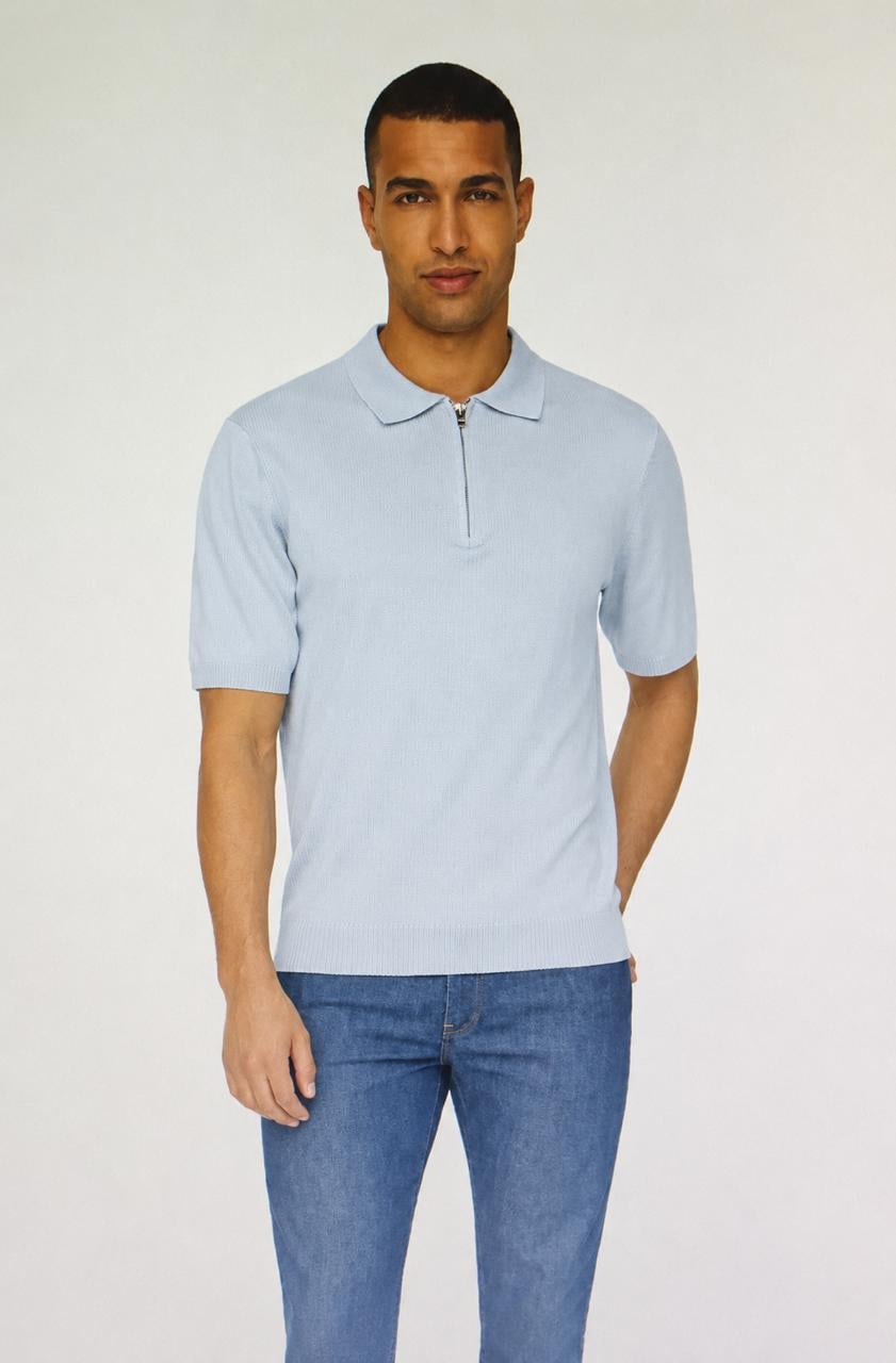 Only & Sons Erkek Yarım Fermuarlı Mavi T-Shirt - 22028606 - Only & Sons - 22028606-3