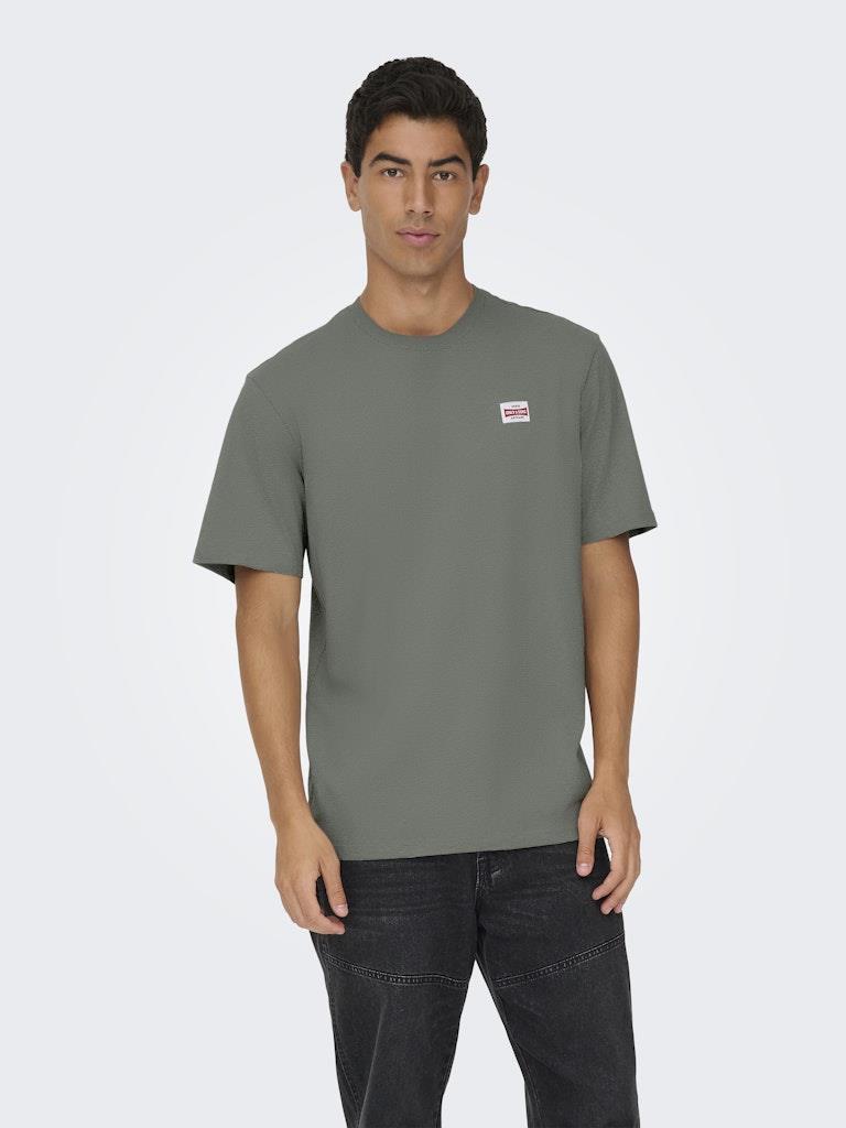 Only & Sons Erkek Yuvarlak Yaka Regular Fit Gri T-Shirt - 22033190 - Only & Sons - 22033190-1