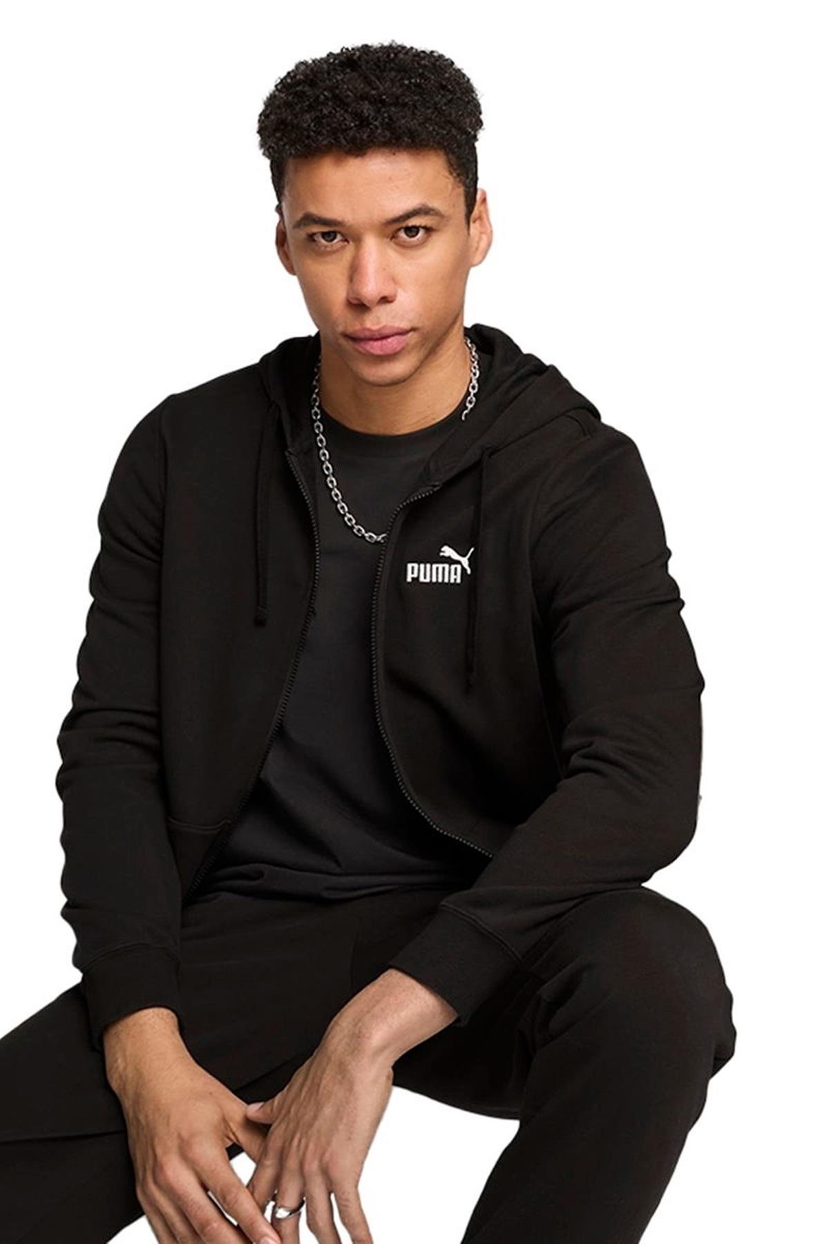 Puma Erkek Ess Full-Zip Hoodie Siyah Sweatshirt - 68258801 - Puma - 682588