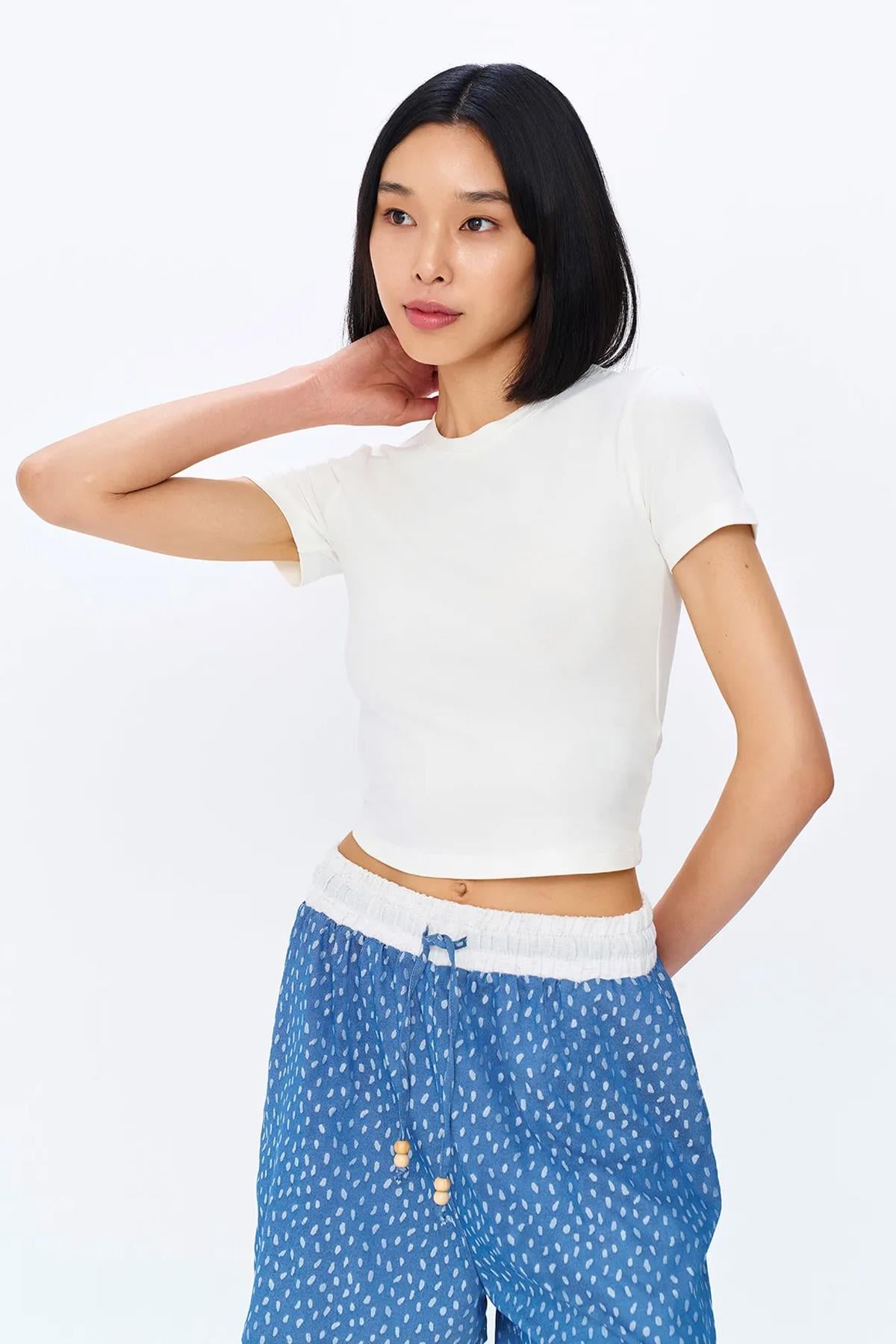 Quzu Kadın Kısa Kol Basic Crop Tişört - 24Y180280 · 10