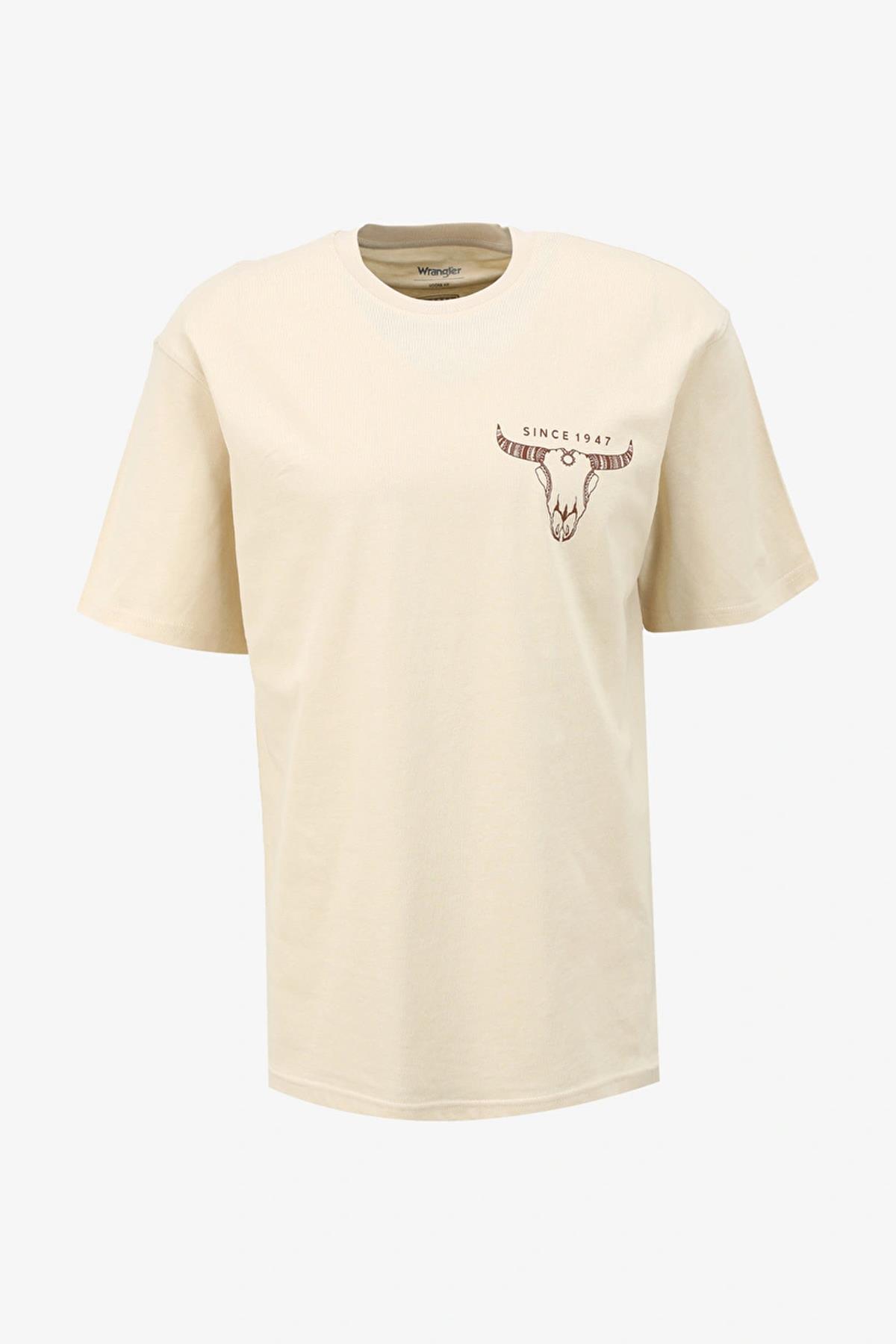 Wrangler Bisiklet Yaka Ekru Erkek Loose Fit T-shirt - W241299104 - Wrangler - 5003142764