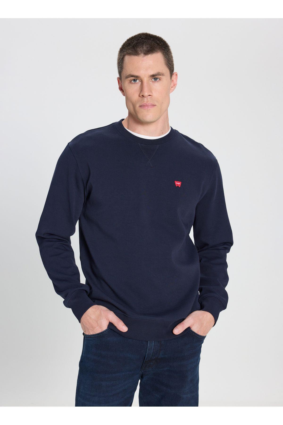 Wrangler Bisiklet Yaka Lacivert Erkek Sweatshirt - W242726410  - Wrangler - 5003211799