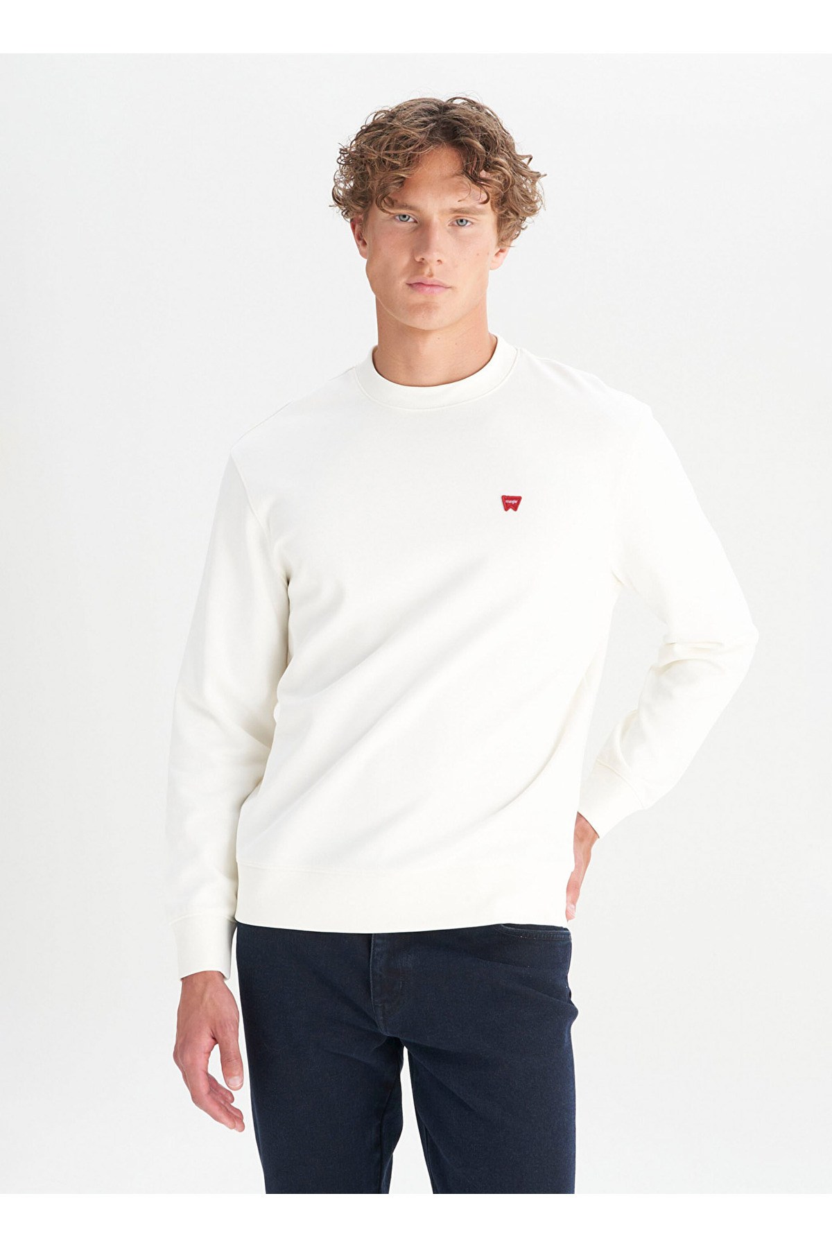 Wrangler Erkek Bisiklet Yaka Beyaz Sweatshirt-GW2520255W02 - Wrangler - 5003414619