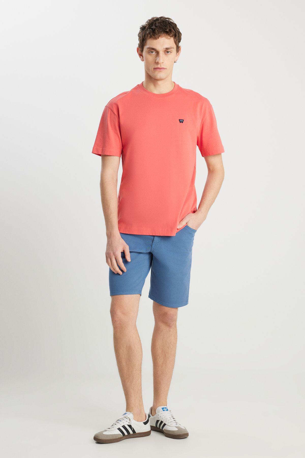 Wrangler Erkek Regular Fit Bisiklet Yaka %100 Pamuk Pembe T-Shirt - W7NM20387733L - Wrangler - W7NM20387733L