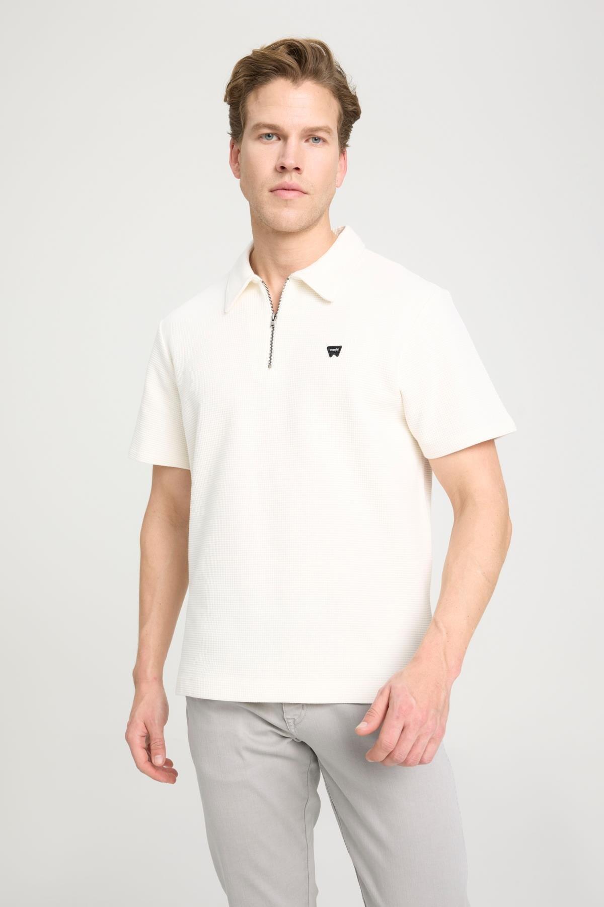 Wrangler Erkek Yarım Fermuarlı Polo Yaka Beyaz T-Shirt - W7NQ2052861Y - Wrangler - W7NQ2052861Y