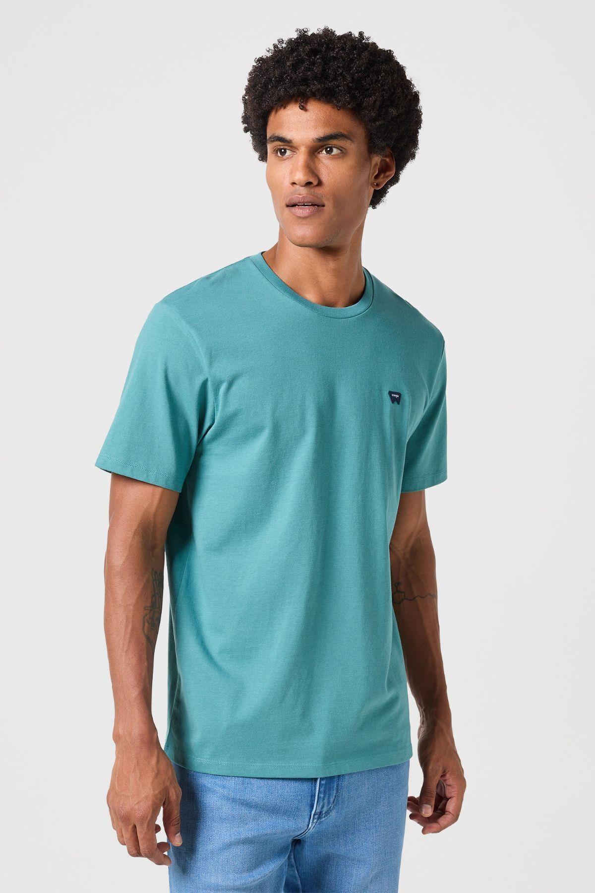 Wrangler Kadın Regular Fit Normal Kesim Bisiklet Yaka Turkuaz Tişört - 5003142837 · 2