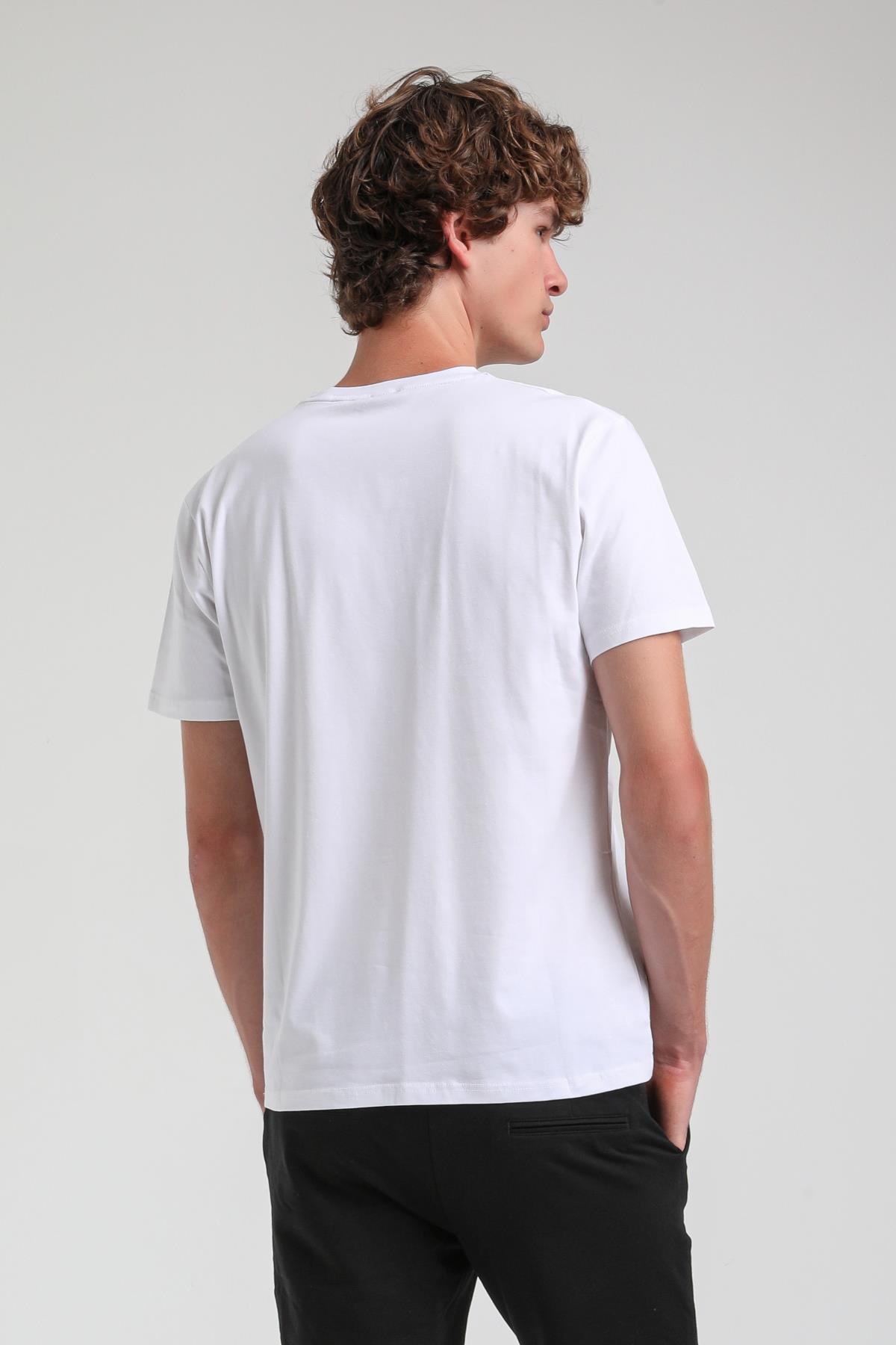 Beyaz Slim Fit Likralı Basic Tişört 25SSM20341
