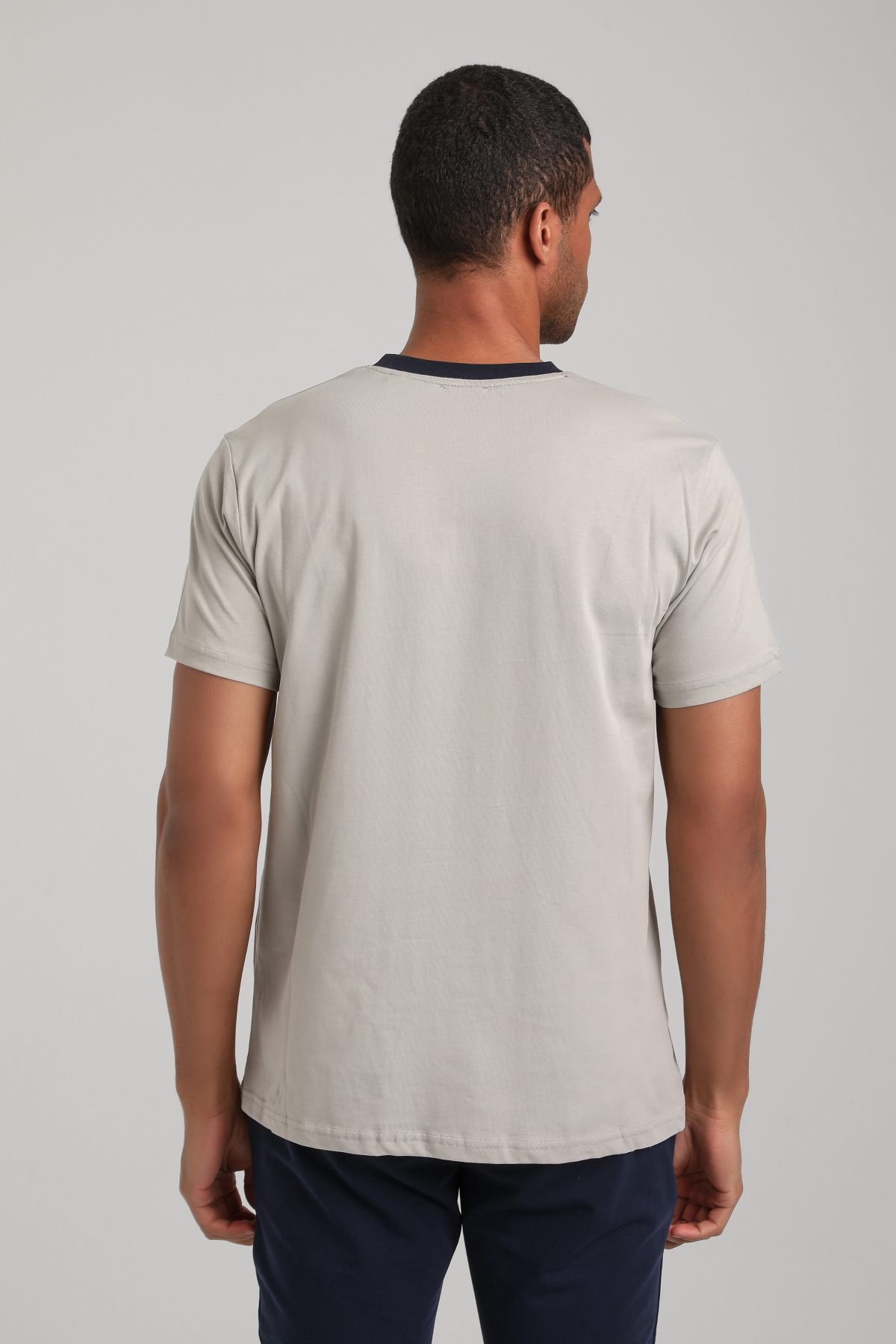 Bisiklet Yaka Gri Boyalı Slim Fit Tişört 24SSM20292