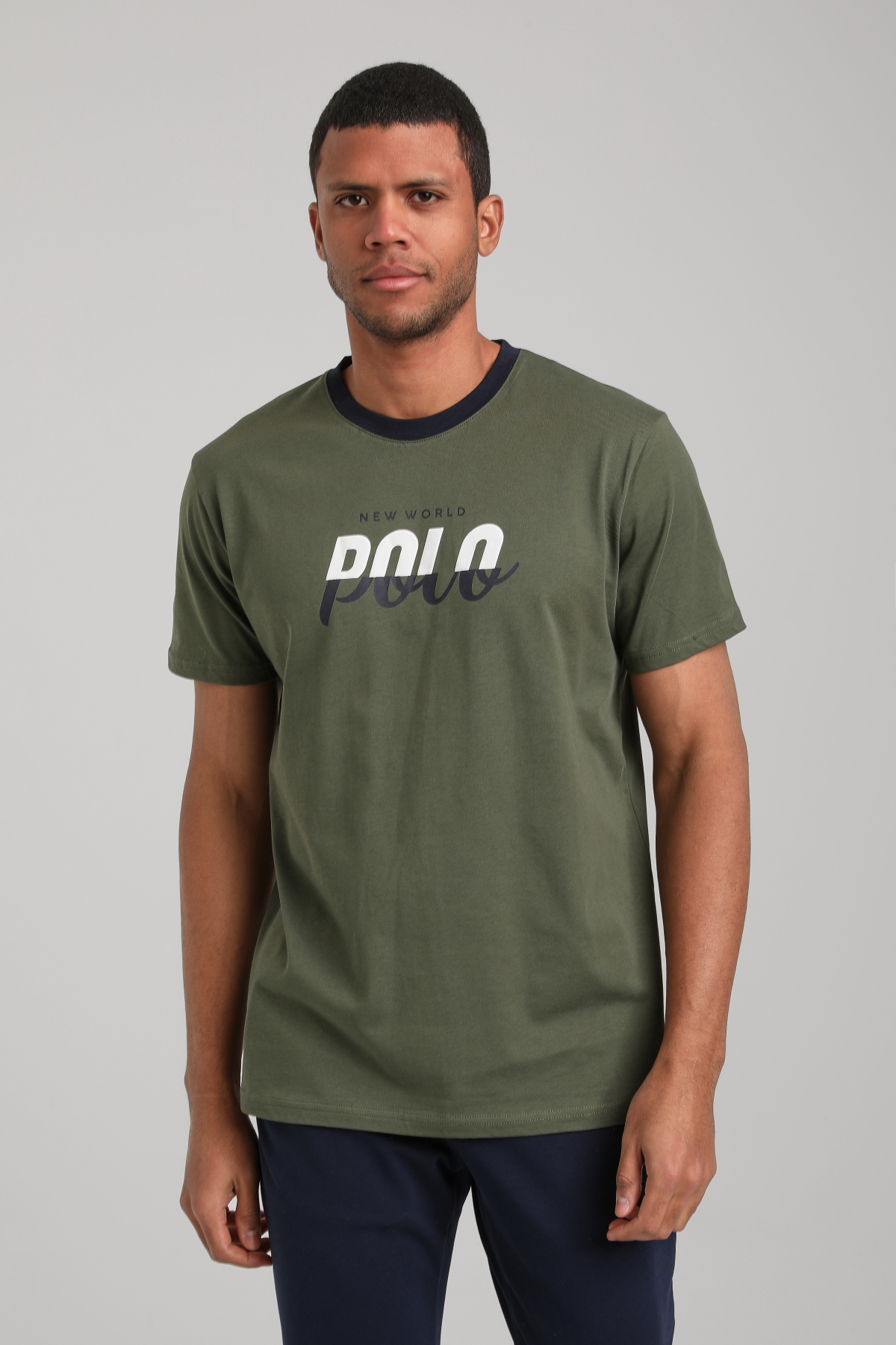 Bisiklet Yaka Haki Slim Fit Tişört 24SSM20292
