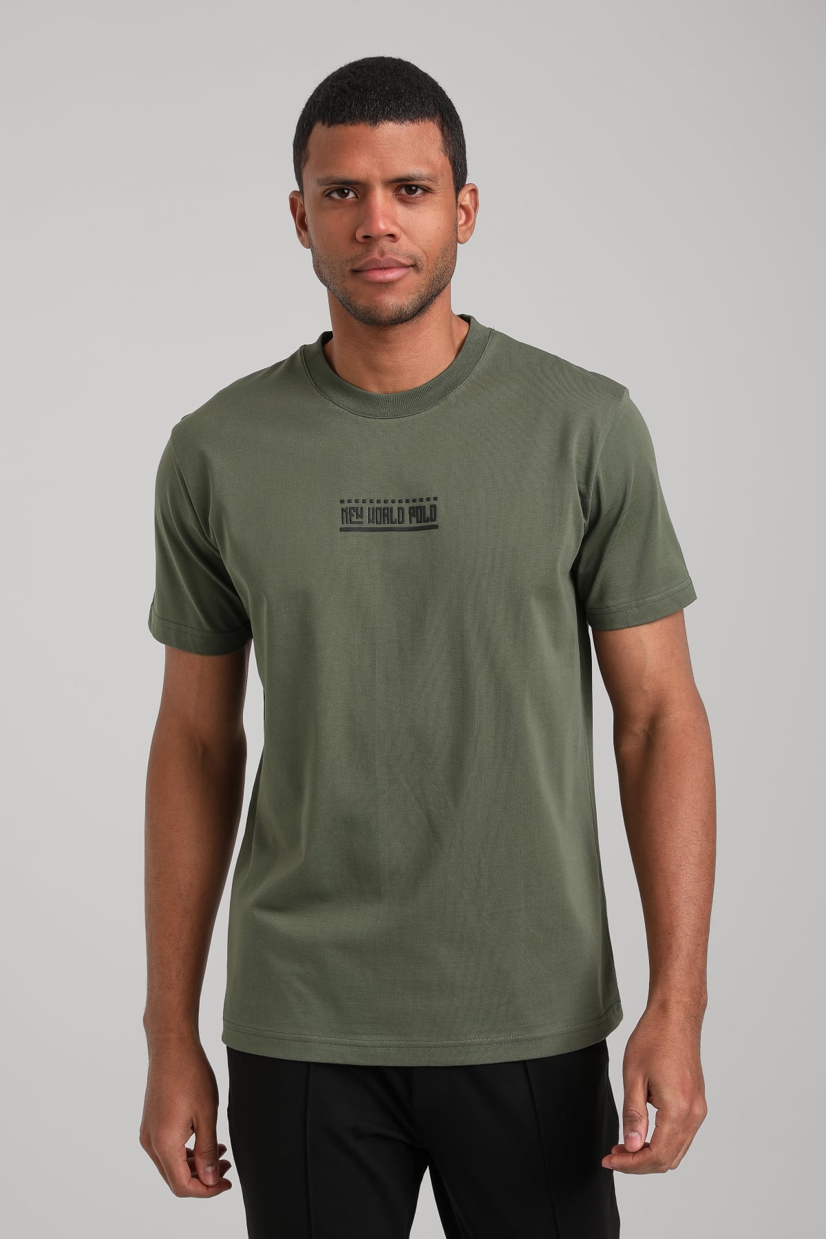 Bisiklet Yaka Haki Slim Fit Tişört 24SSM20283