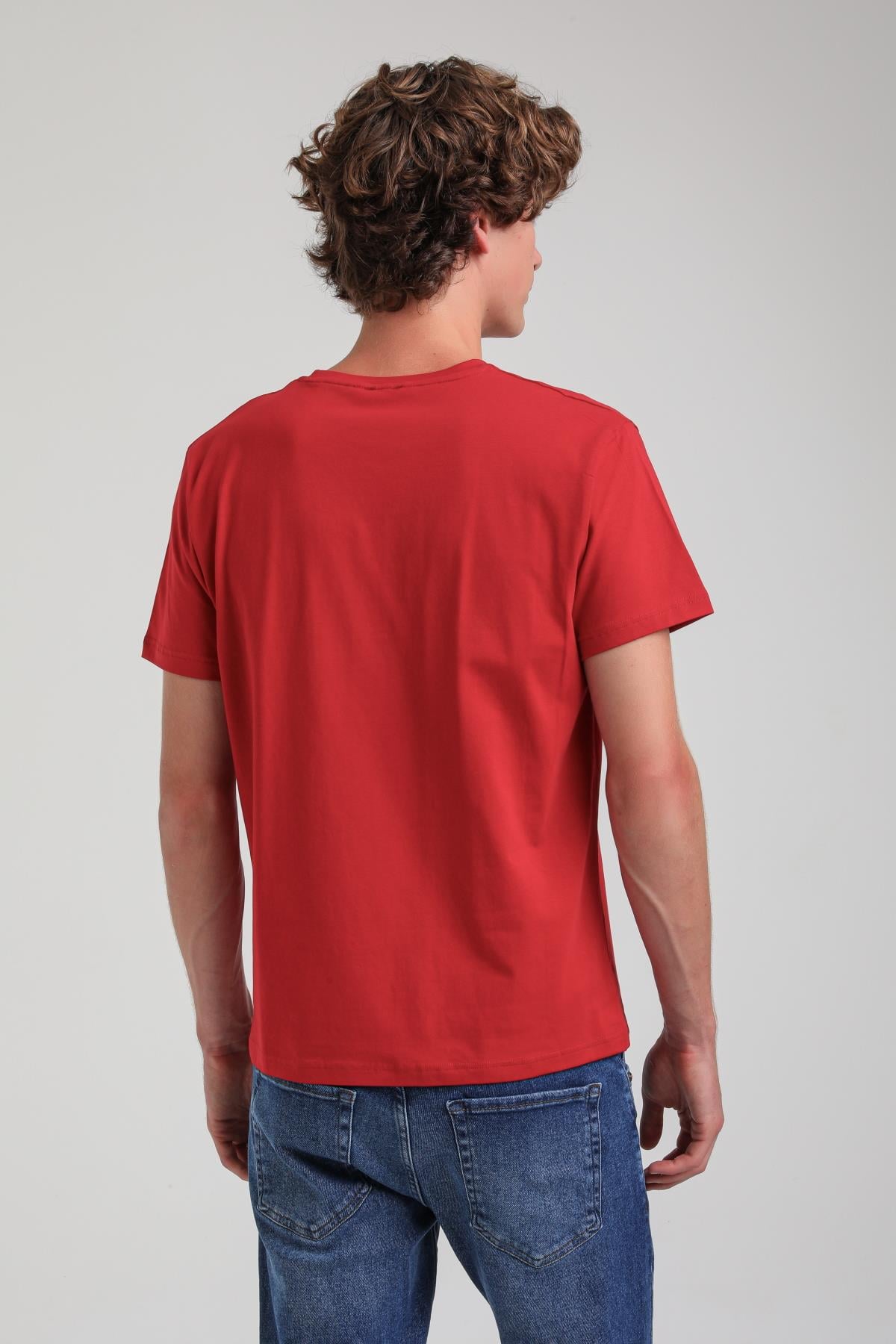 Kırmızı Slim Fit Basic Likralı  Tişört 25SSM20341