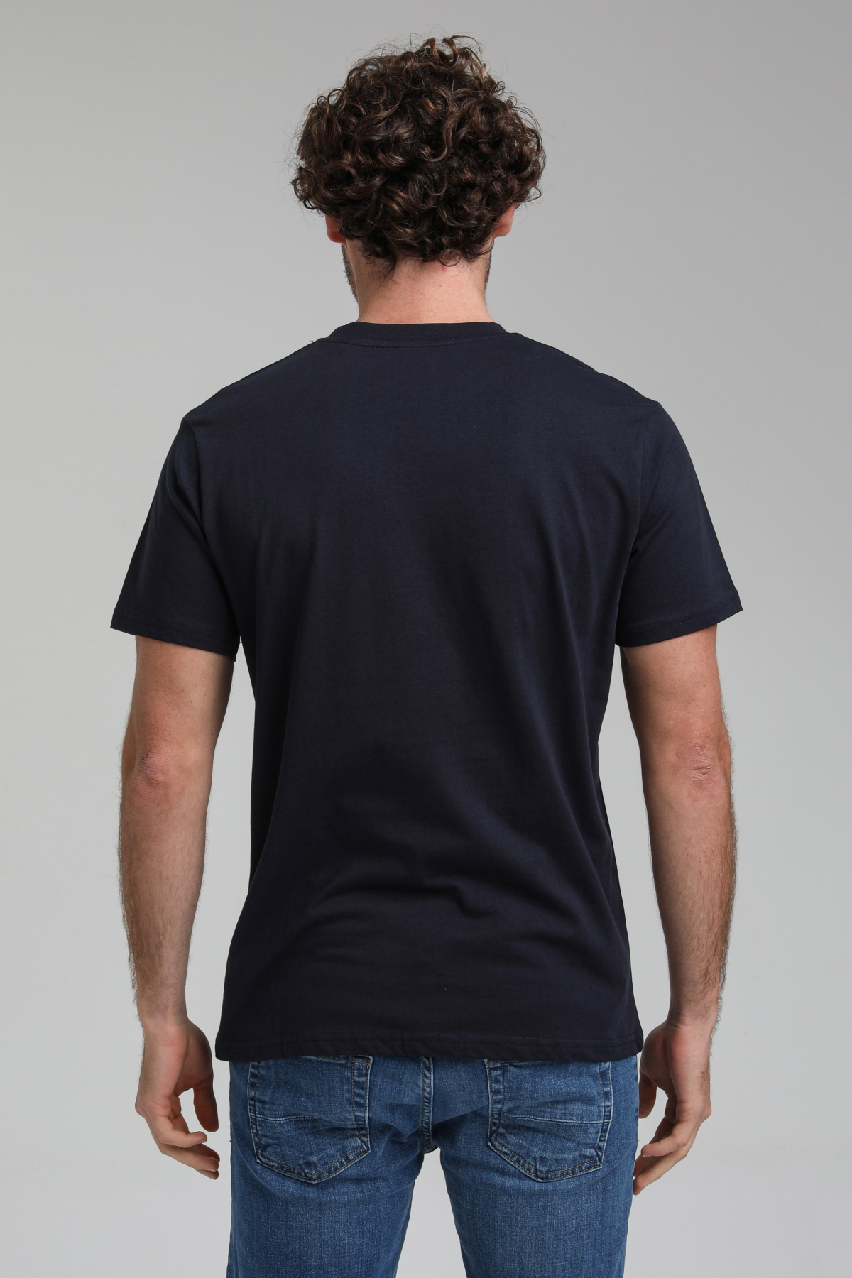 Bisiklet Yaka Lacivert Regular Custom Tişört 23SSM20285